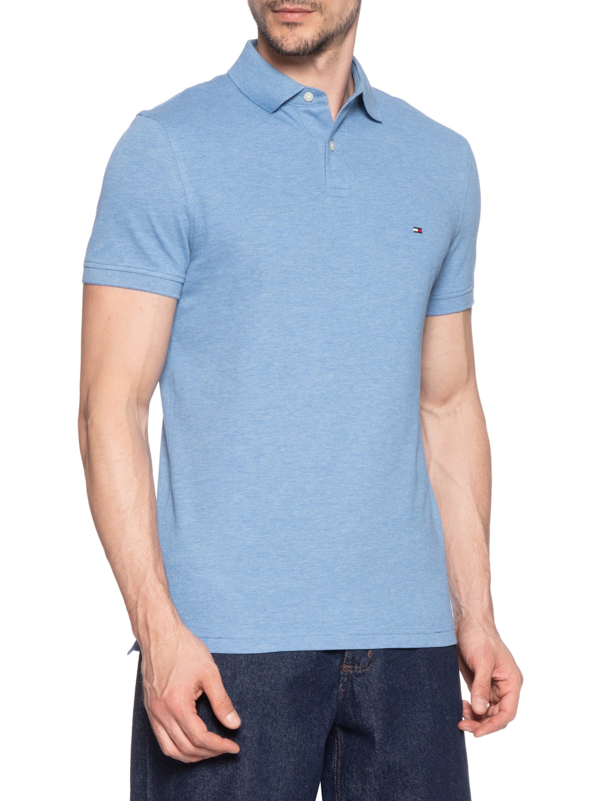 Polo Masculina 1985 Regular Fit Algodão Orgânico Azul Tommy Hilfiger