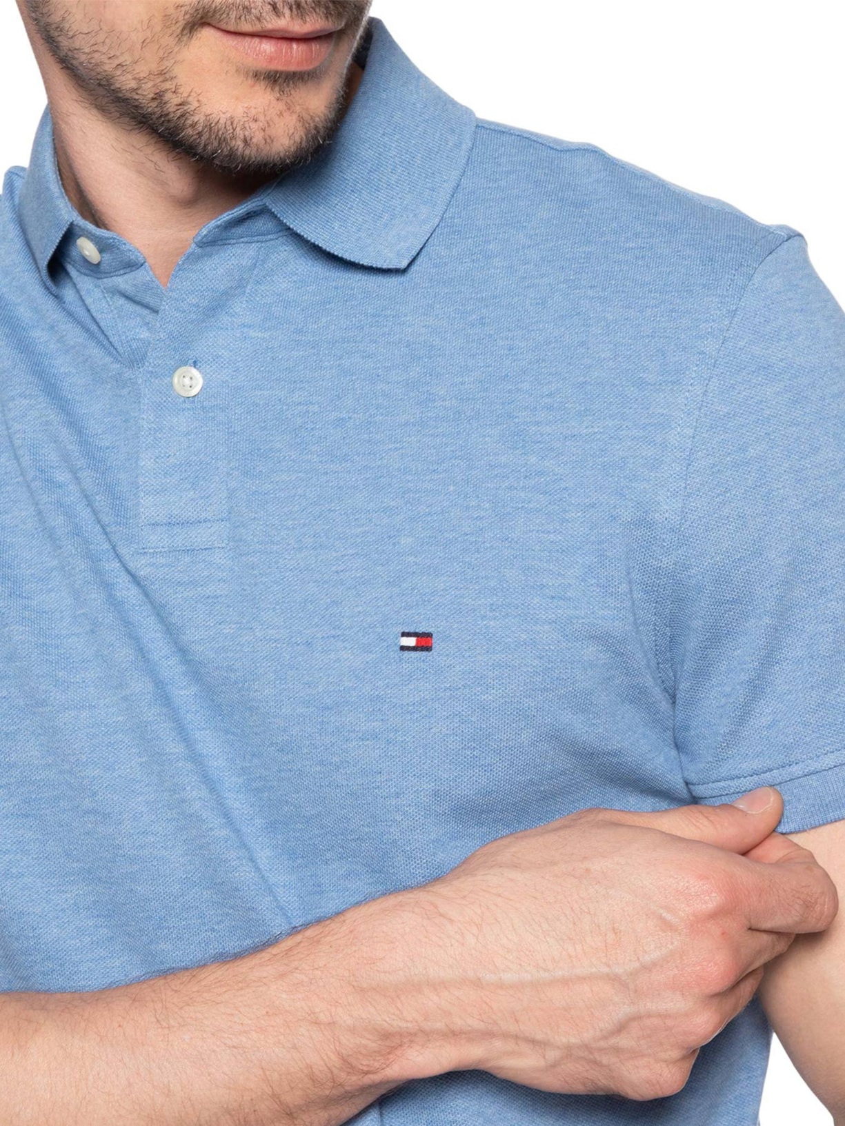 Polo Masculina 1985 Regular Fit Algodão Orgânico Azul Tommy Hilfiger