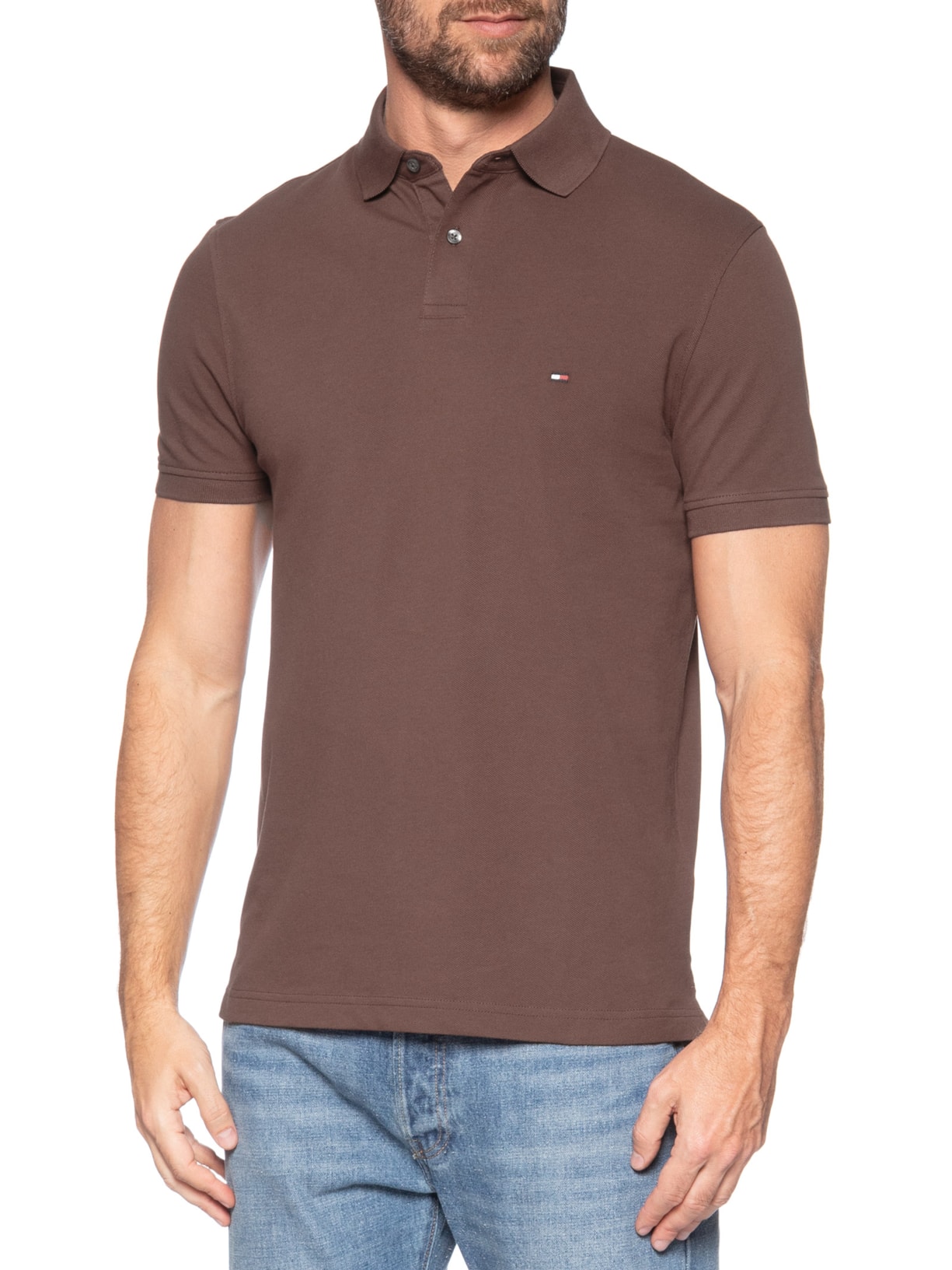 Polo Masculina 1985 Regular Fit Algodão Orgânico Marrom Tommy Hilfiger