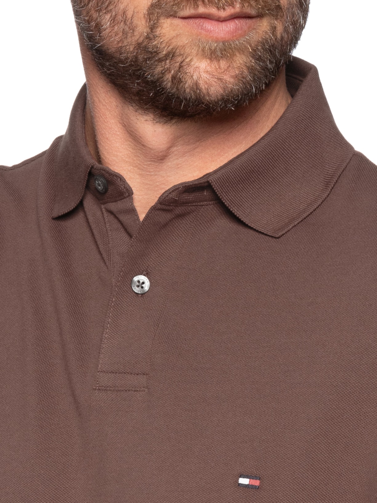 Polo Masculina 1985 Regular Fit Algodão Orgânico Marrom Tommy Hilfiger