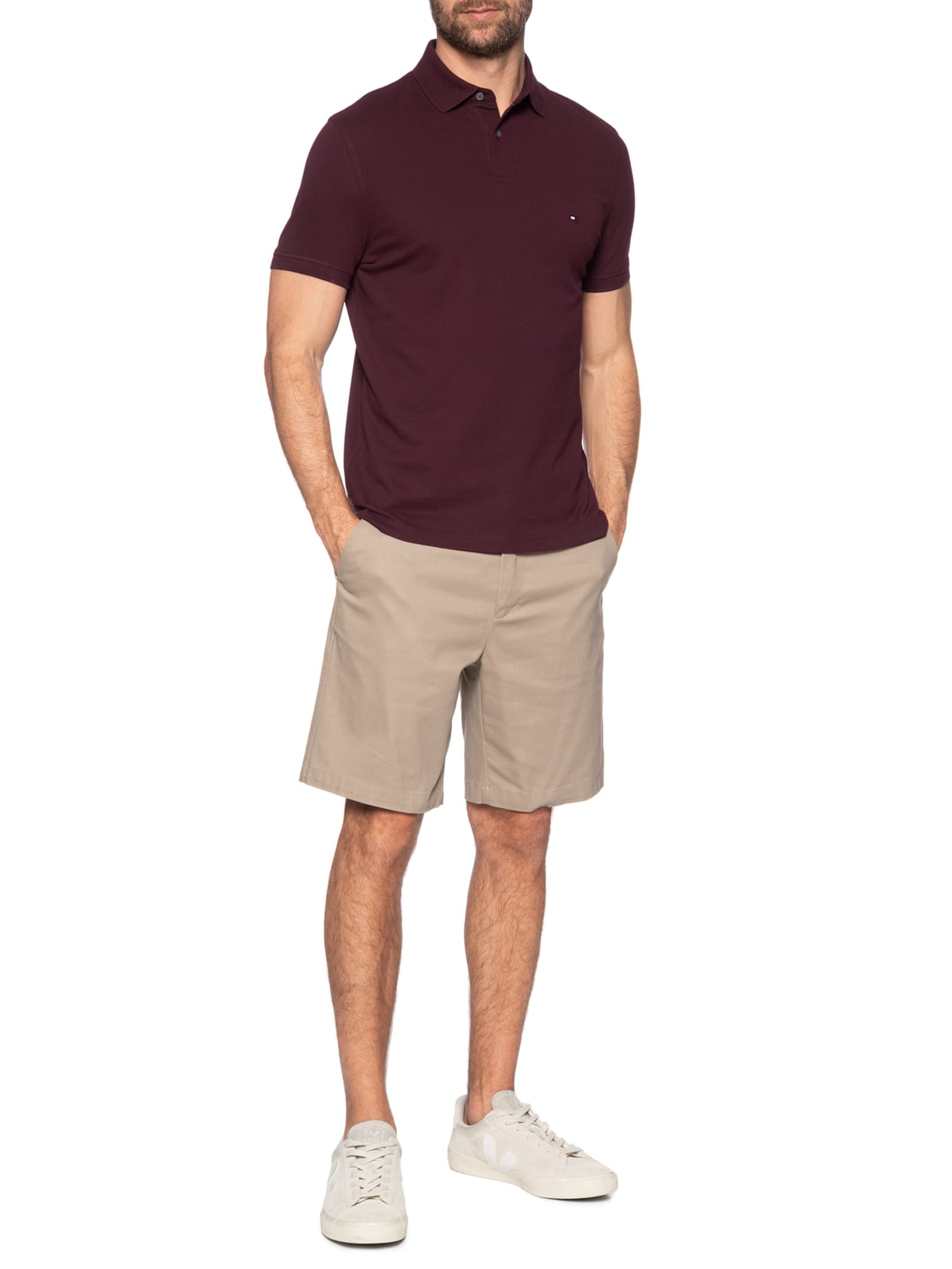 Polo Masculina 1985 Regular Fit Algodão Orgânico Vermelho Tommy Hilfiger