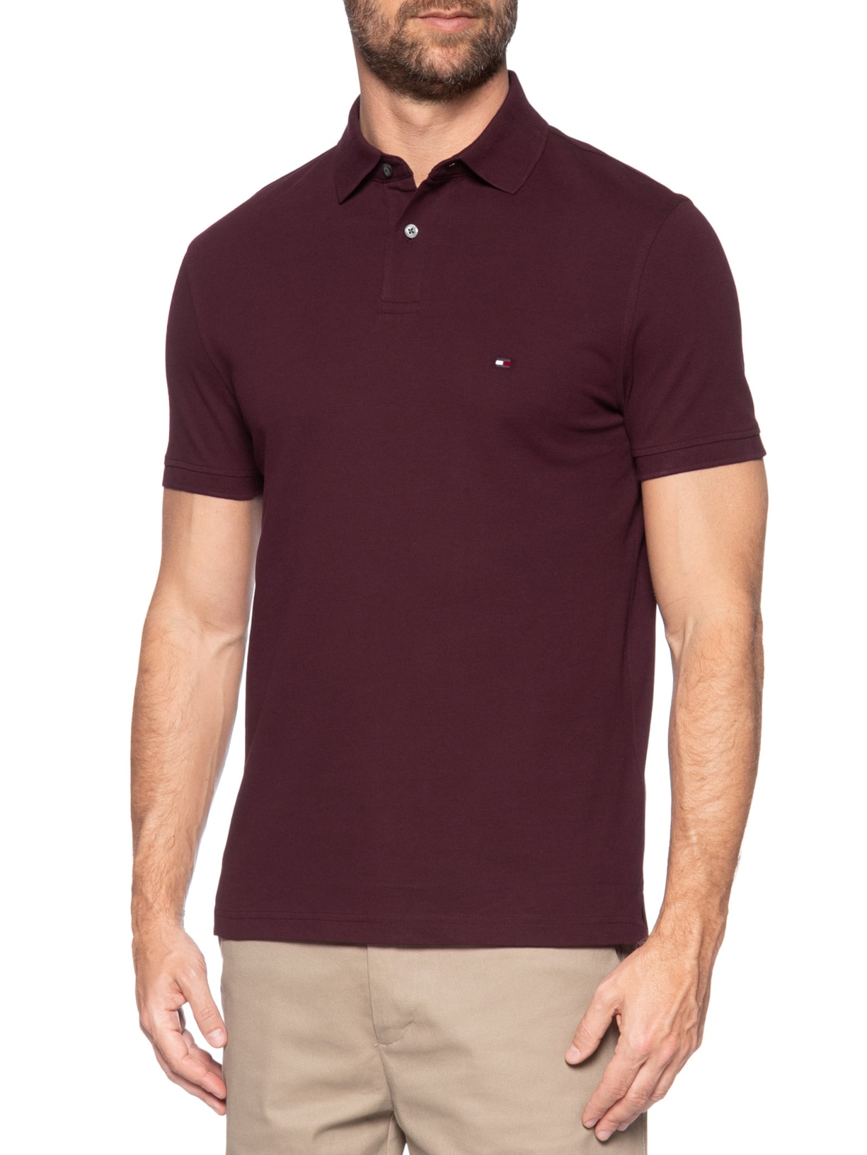 Polo Masculina 1985 Regular Fit Algodão Orgânico Vermelho Tommy Hilfiger