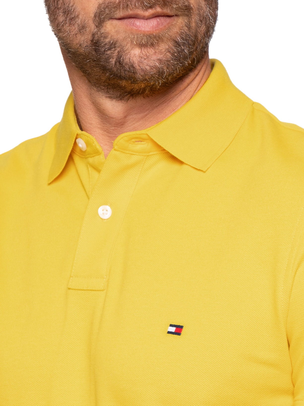 Polo Masculina 1985 Regular Fit Com Logo No Peito Amarelo Tommy Hilfiger