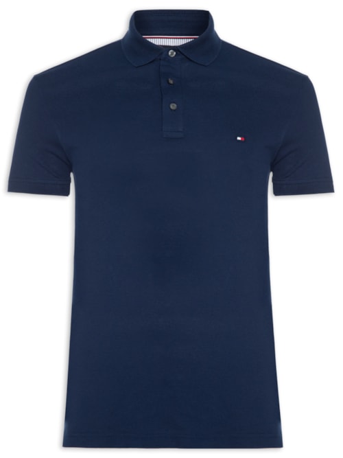 Polo Masculina 1985 Slim Fit Com Logo No Peito - Azul