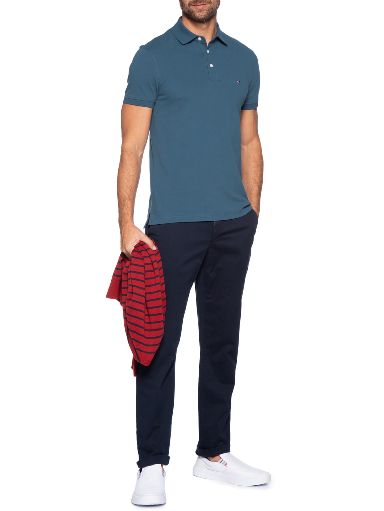 Polo Masculina 1985 Slim Fit – Azul Tommy Hilfiger