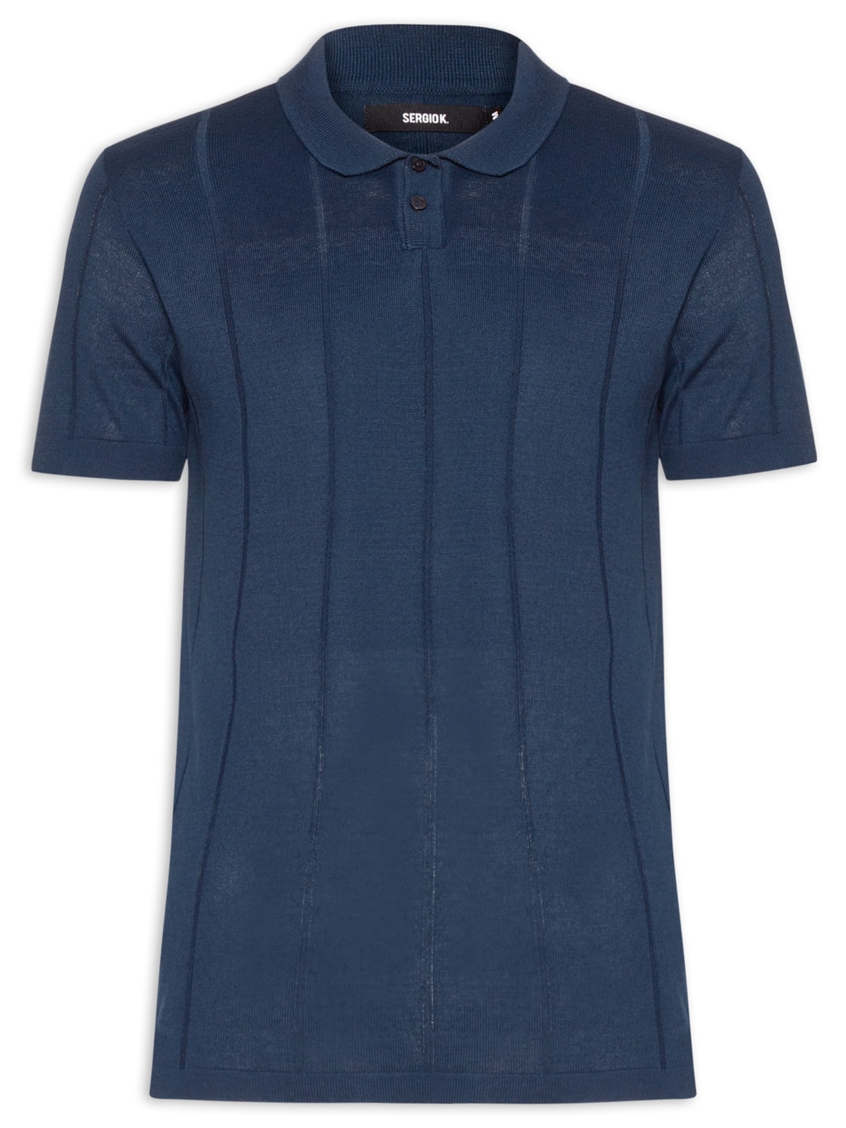 Polo Masculina 2 Botões em Tricot - Azul