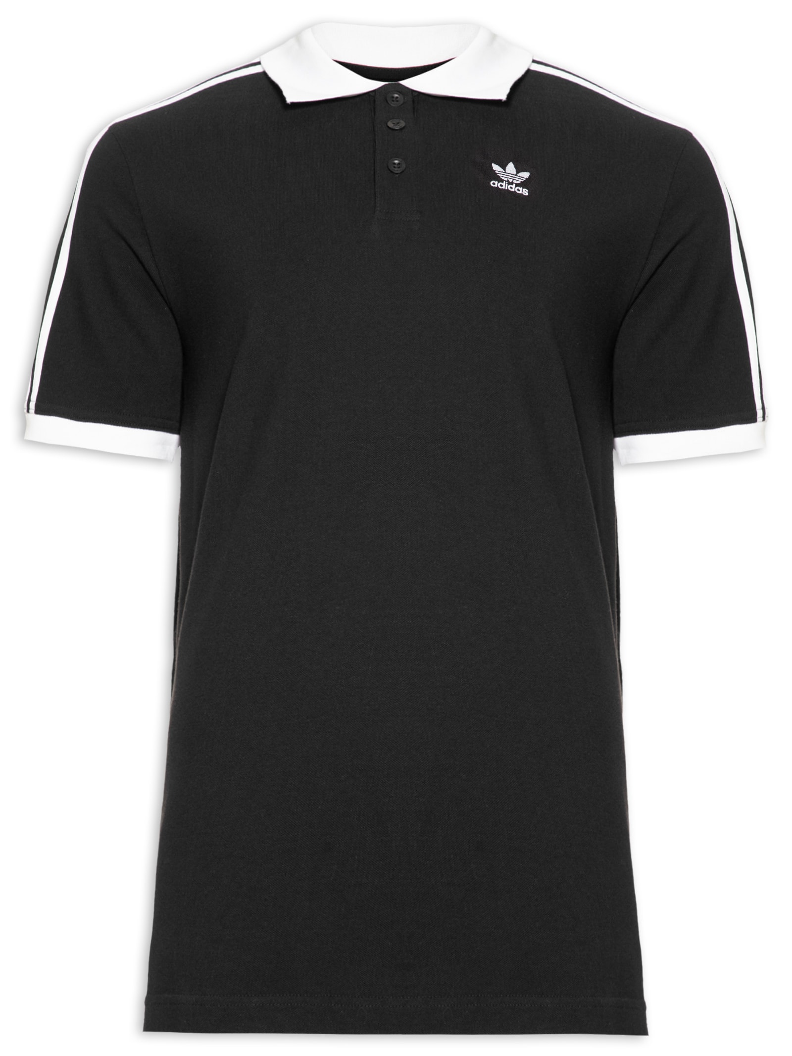 Polo Masculina 3 Stripes - Adidas Originals - Preto