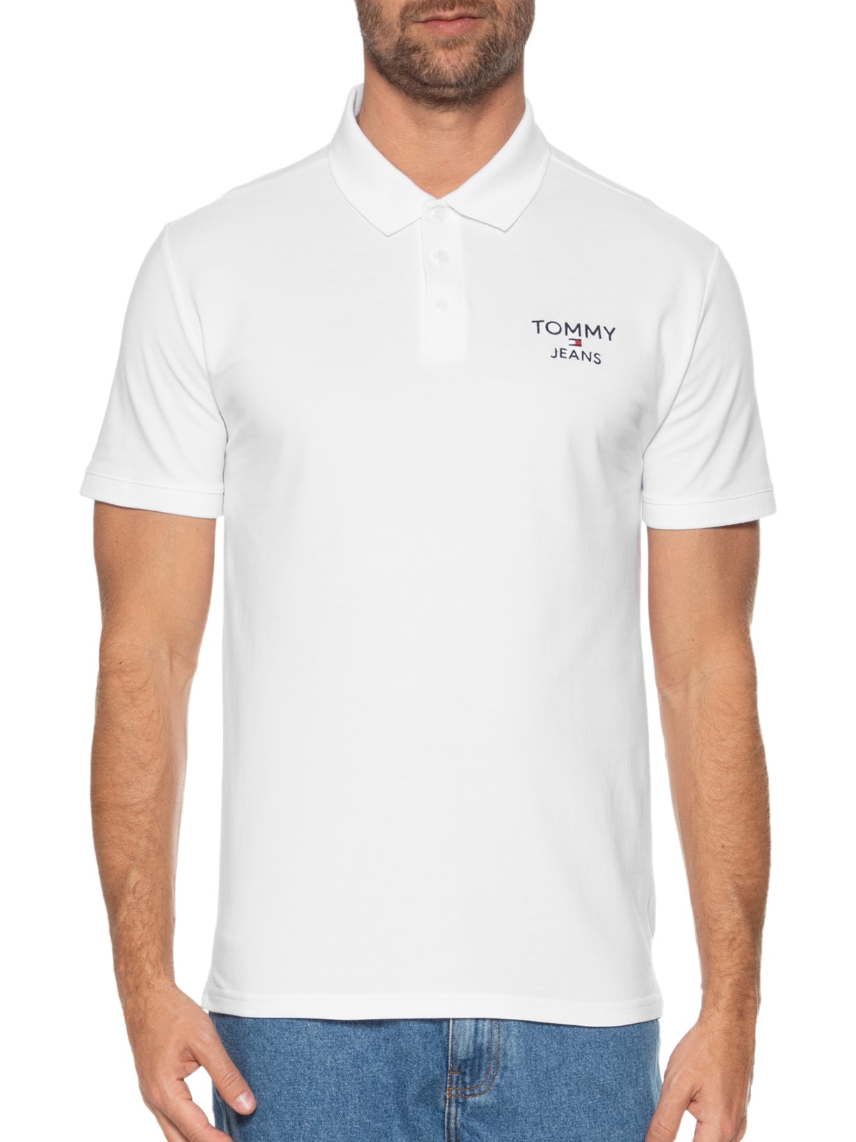 Polo Masculina AB Regular Corp Branco Tommy Jeans