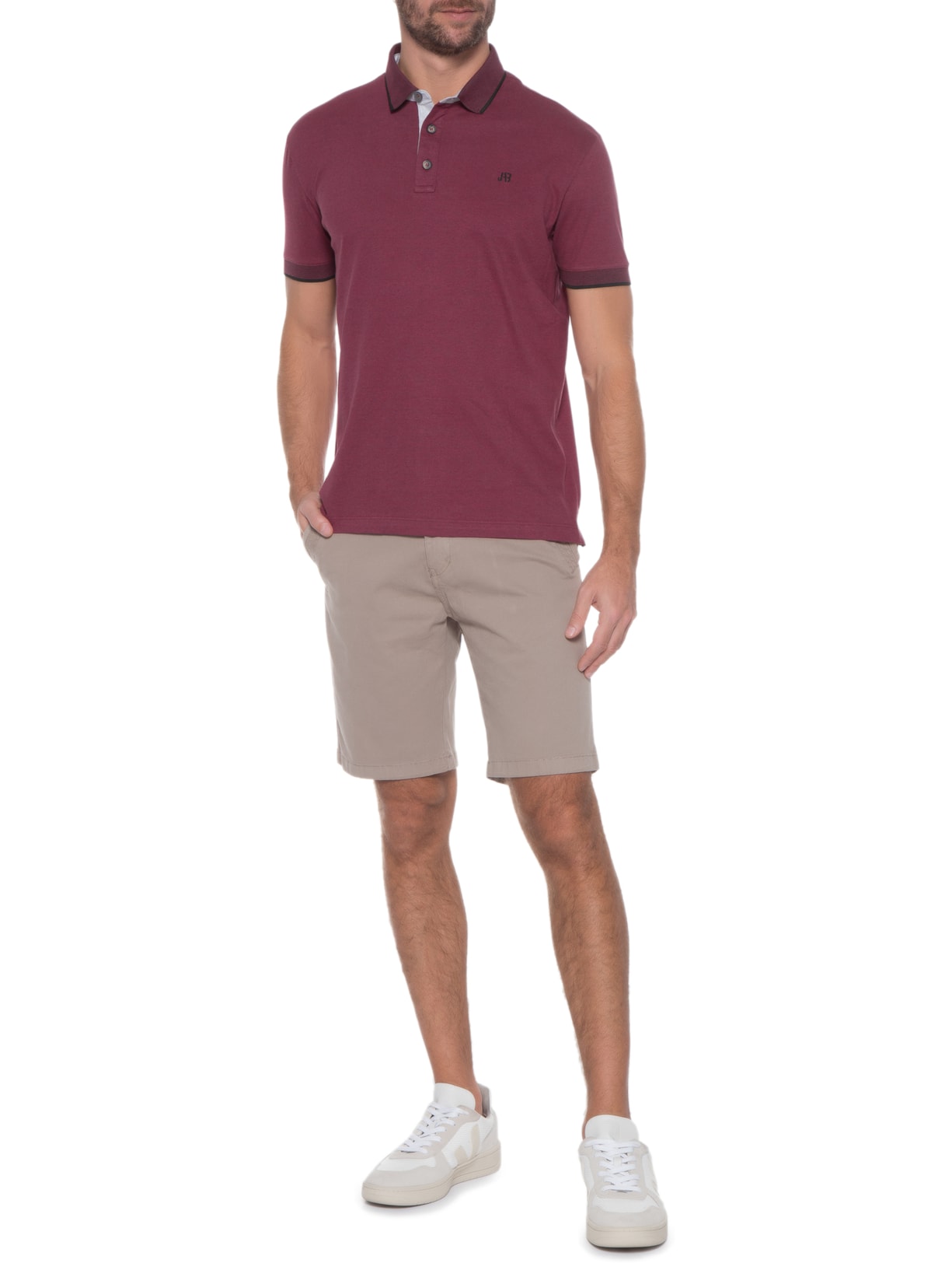 Polo Masculina Alfaiataria Vm Friso Vinho Jab