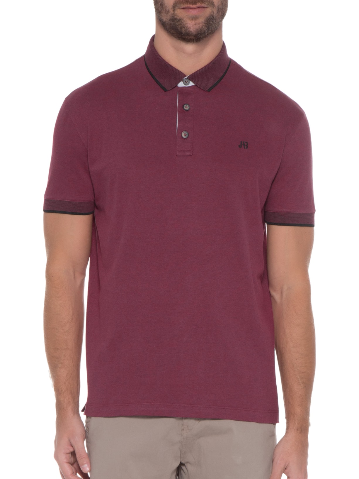 Polo Masculina Alfaiataria Vm Friso Vinho Jab