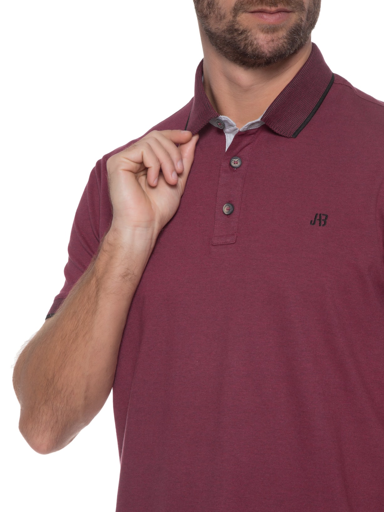 Polo Masculina Alfaiataria Vm Friso Vinho Jab
