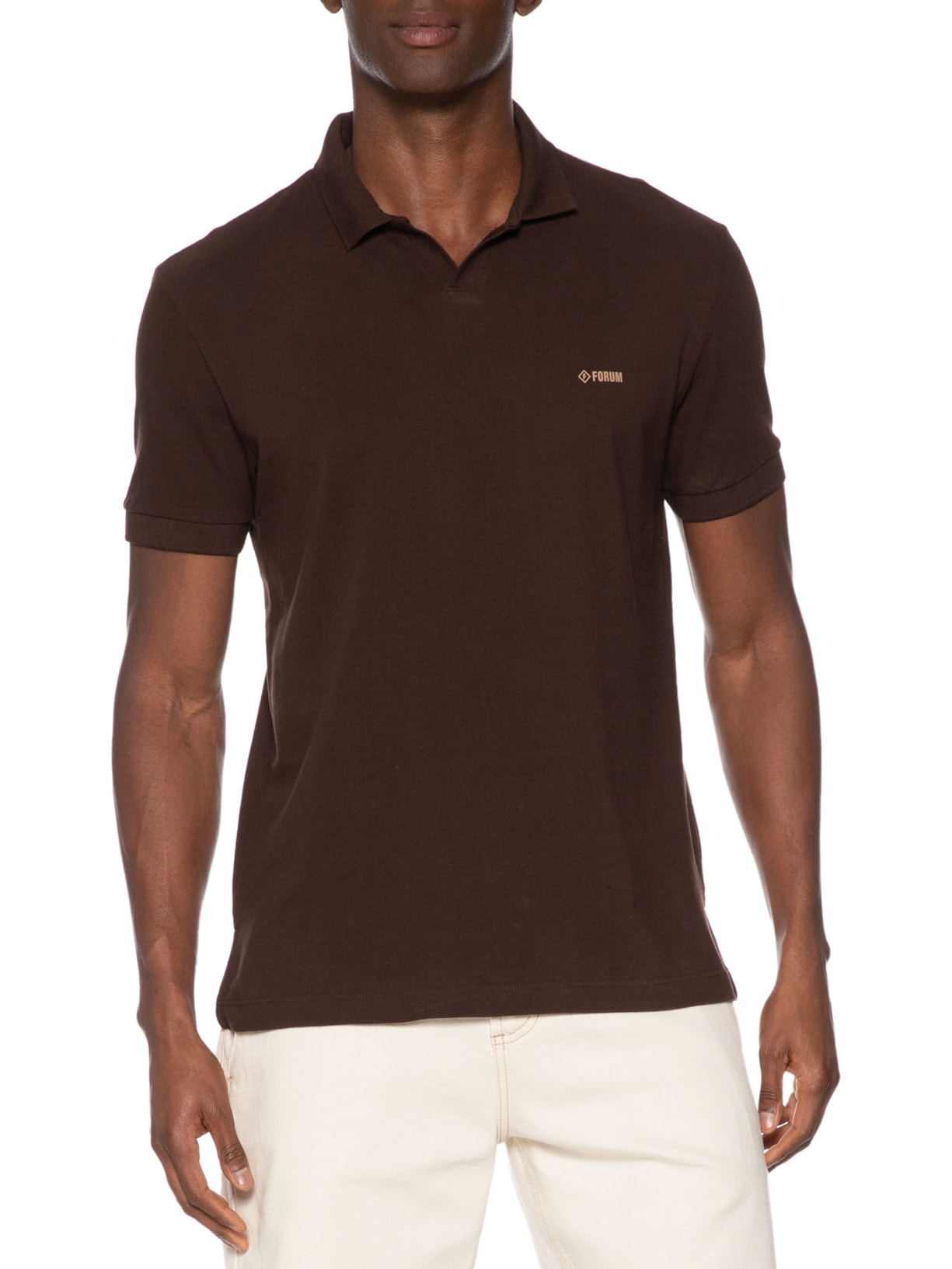 Polo Masculina Algodão Marrom Forum