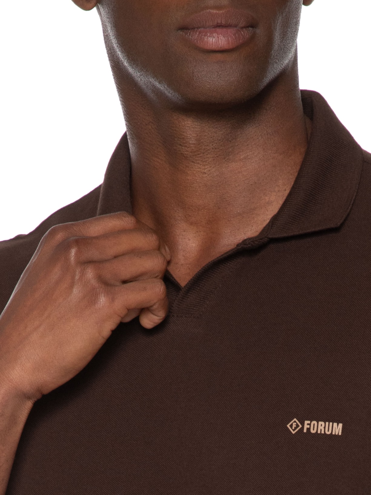 Polo Masculina Algodão Marrom Forum