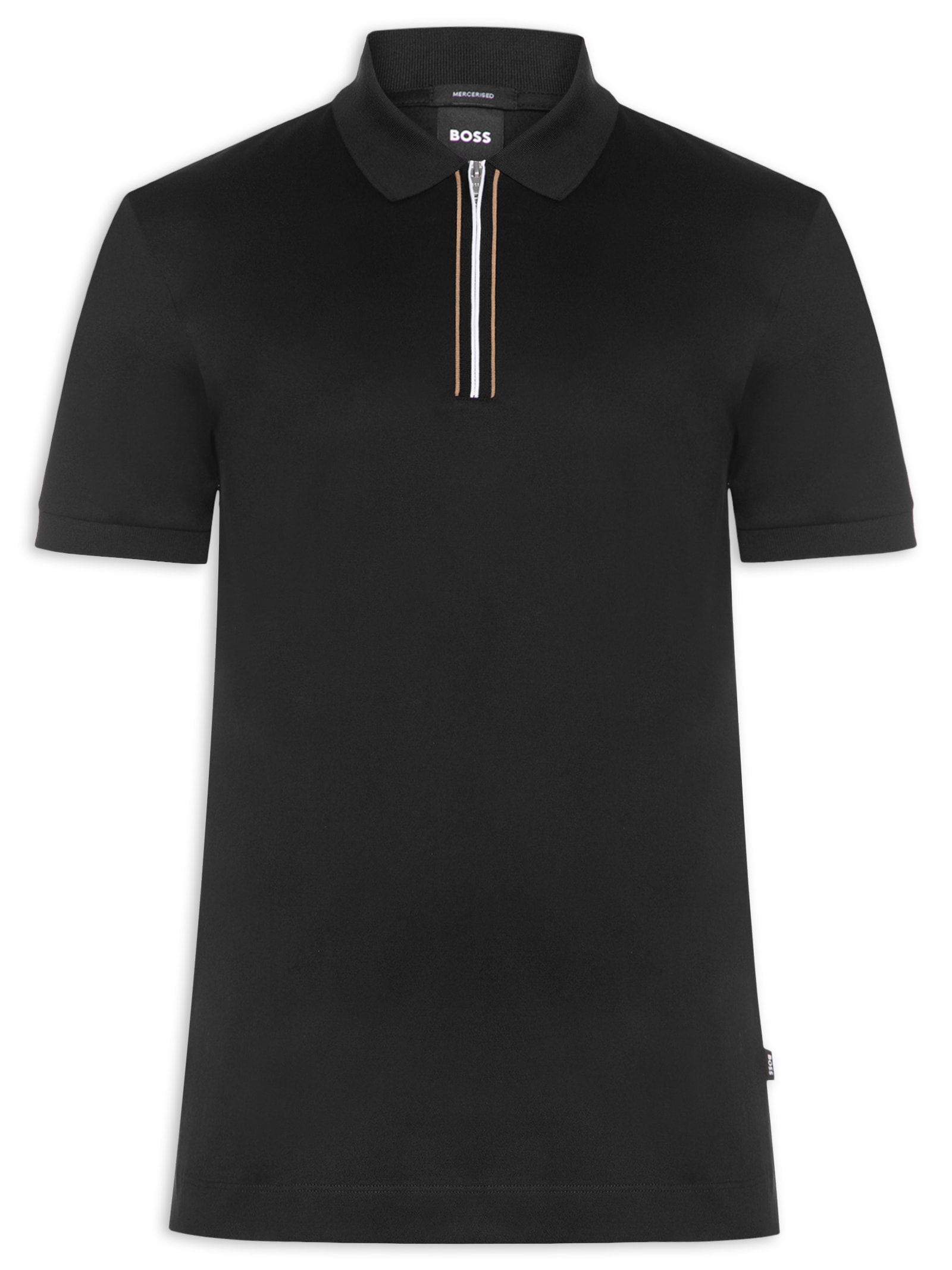 Polo Masculina Algodão Mercerizado Fecho De Correr - Preto - Boss