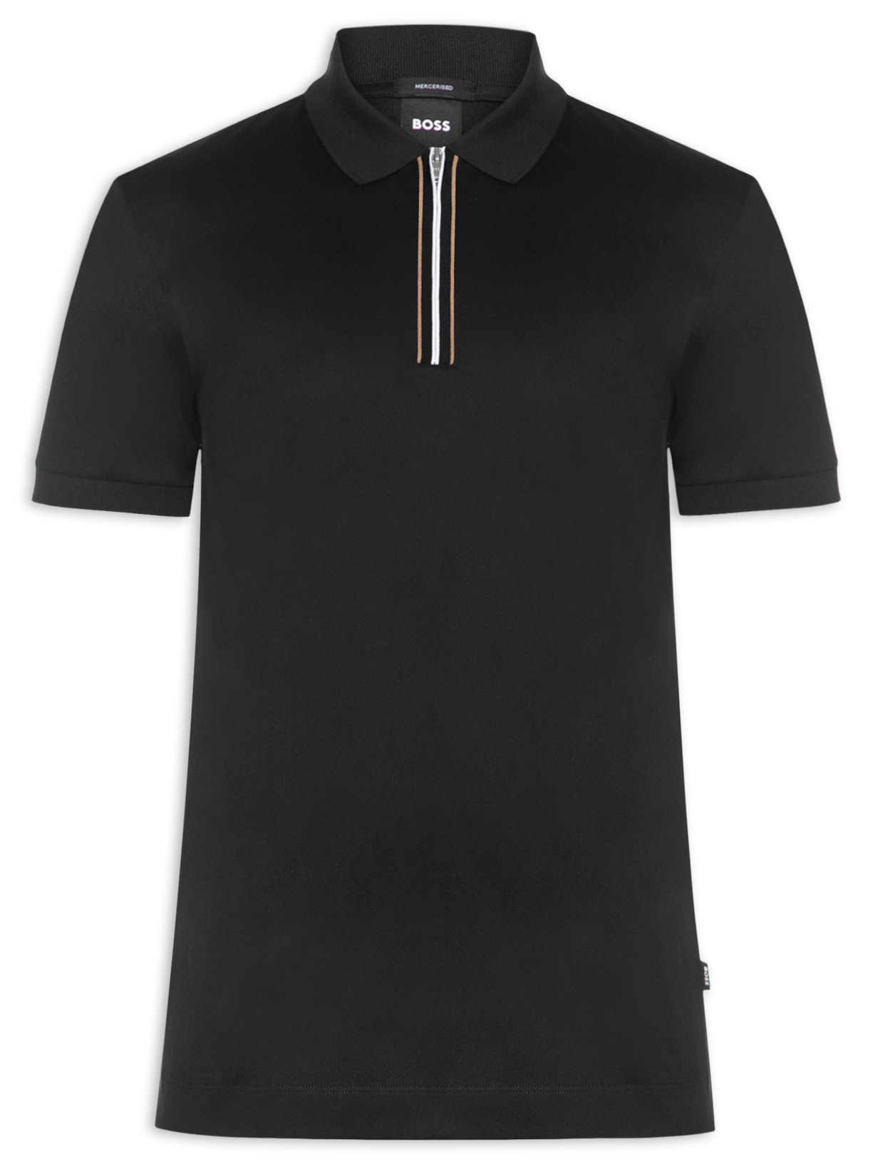 Polo Masculina Algodão Mercerizado Fecho De Correr Preto Boss