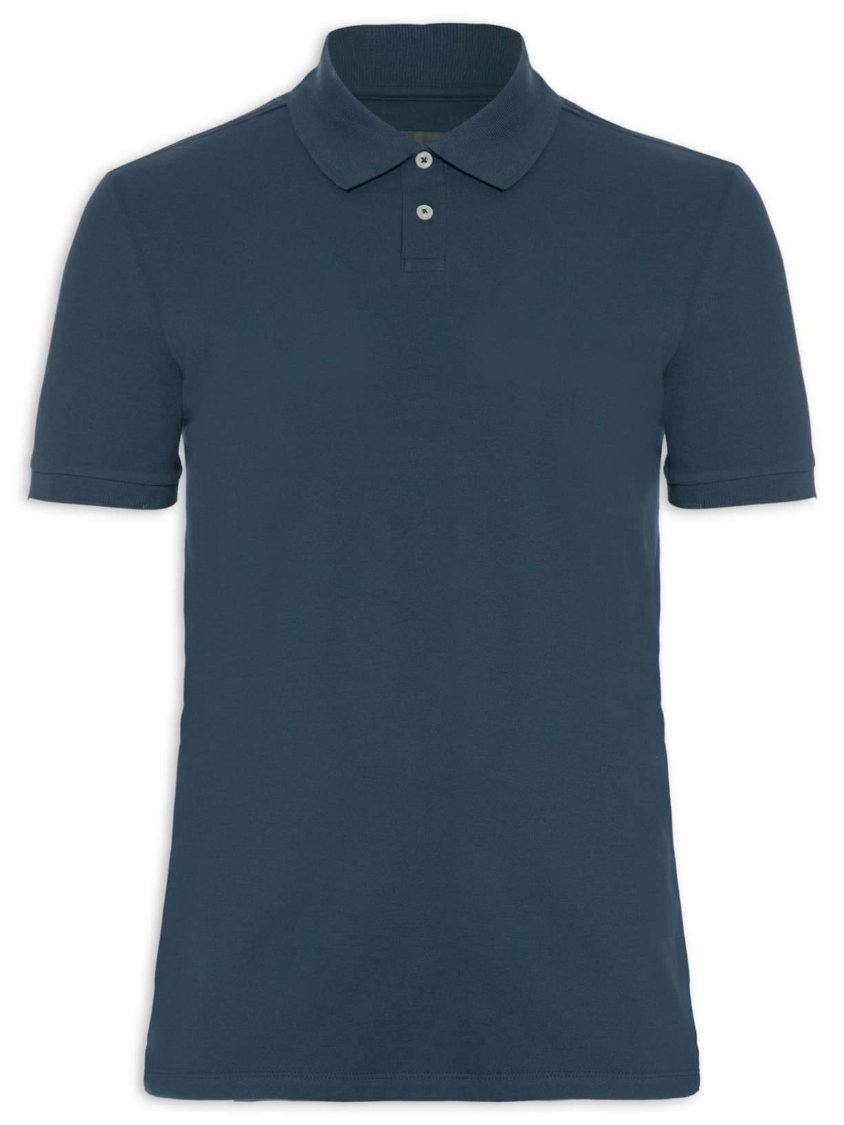 Polo Masculina Algodão Piquet Manga Curta - Azul