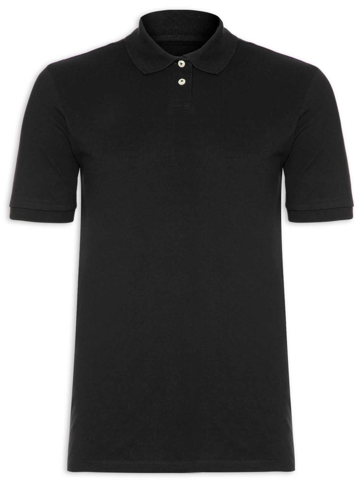 Polo Masculina Algodão Piquet Manga Curta - Preto