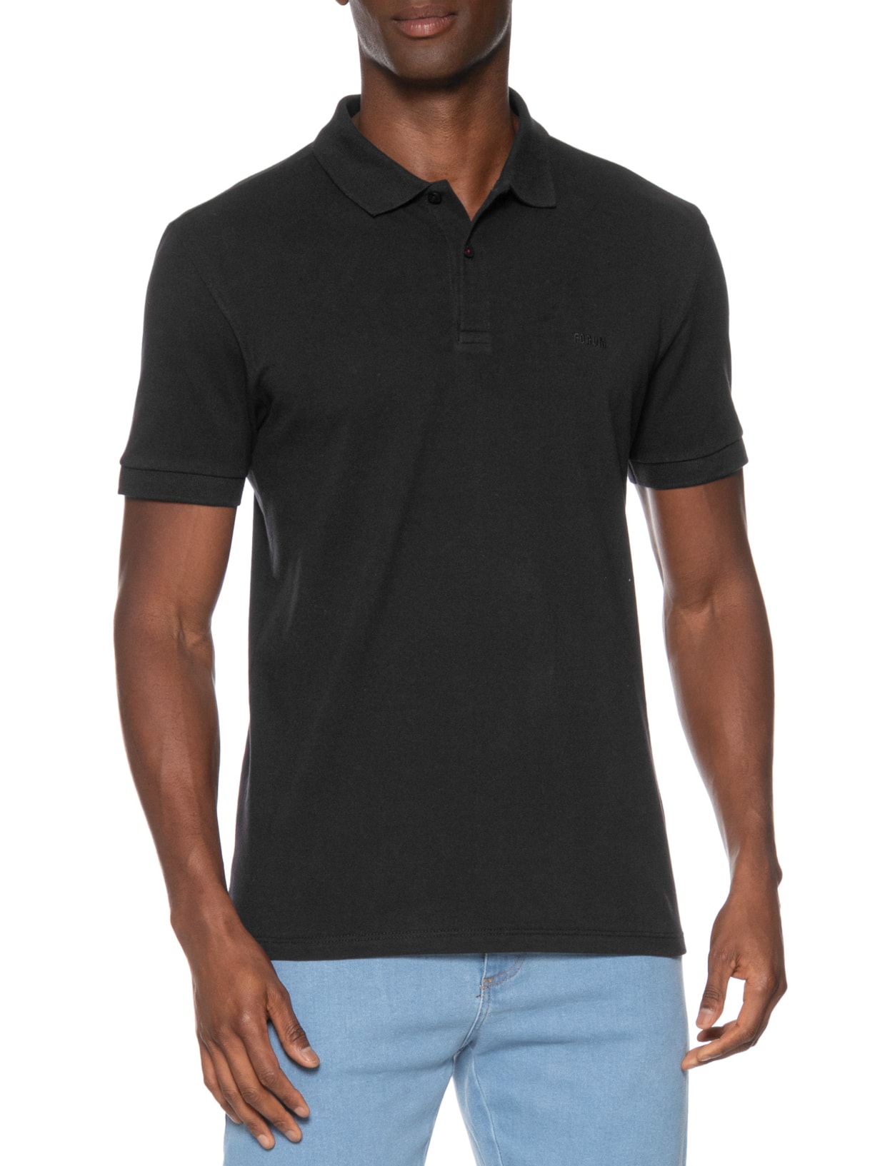 Polo Masculina Algodão Preto Forum