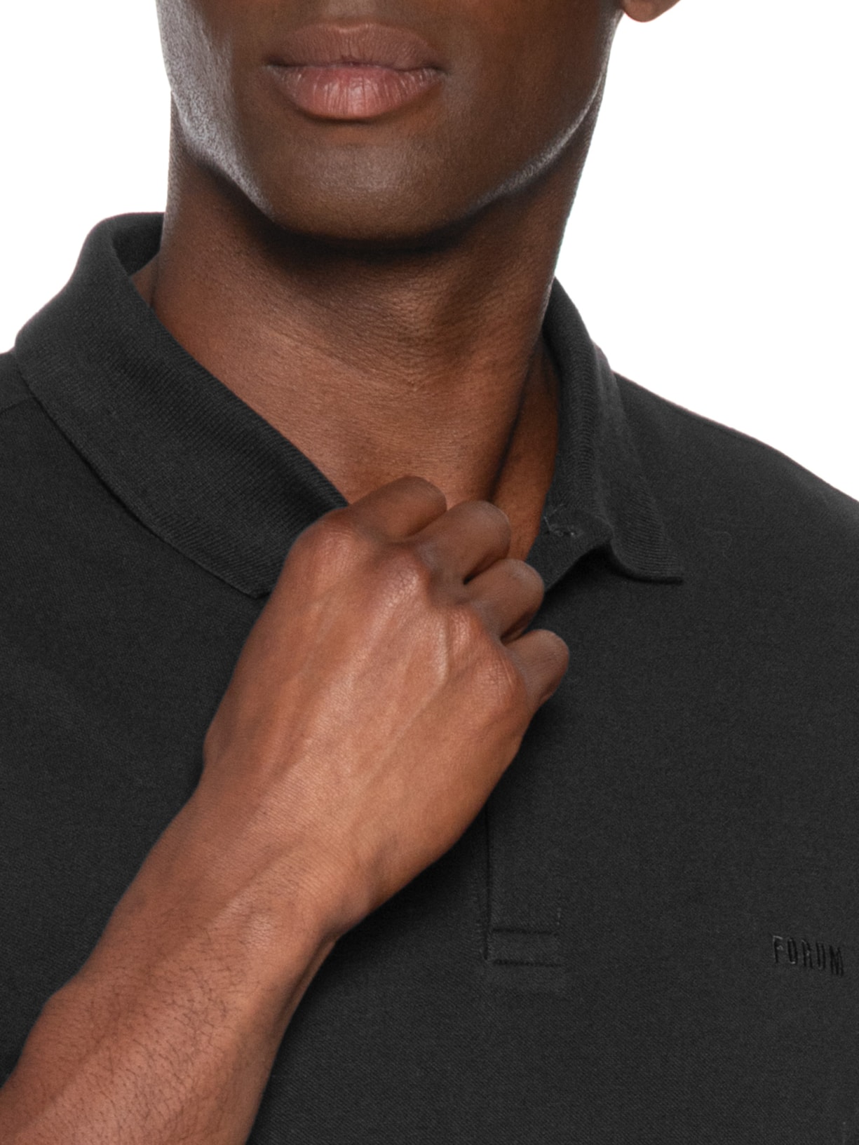 Polo Masculina Algodão Preto Forum