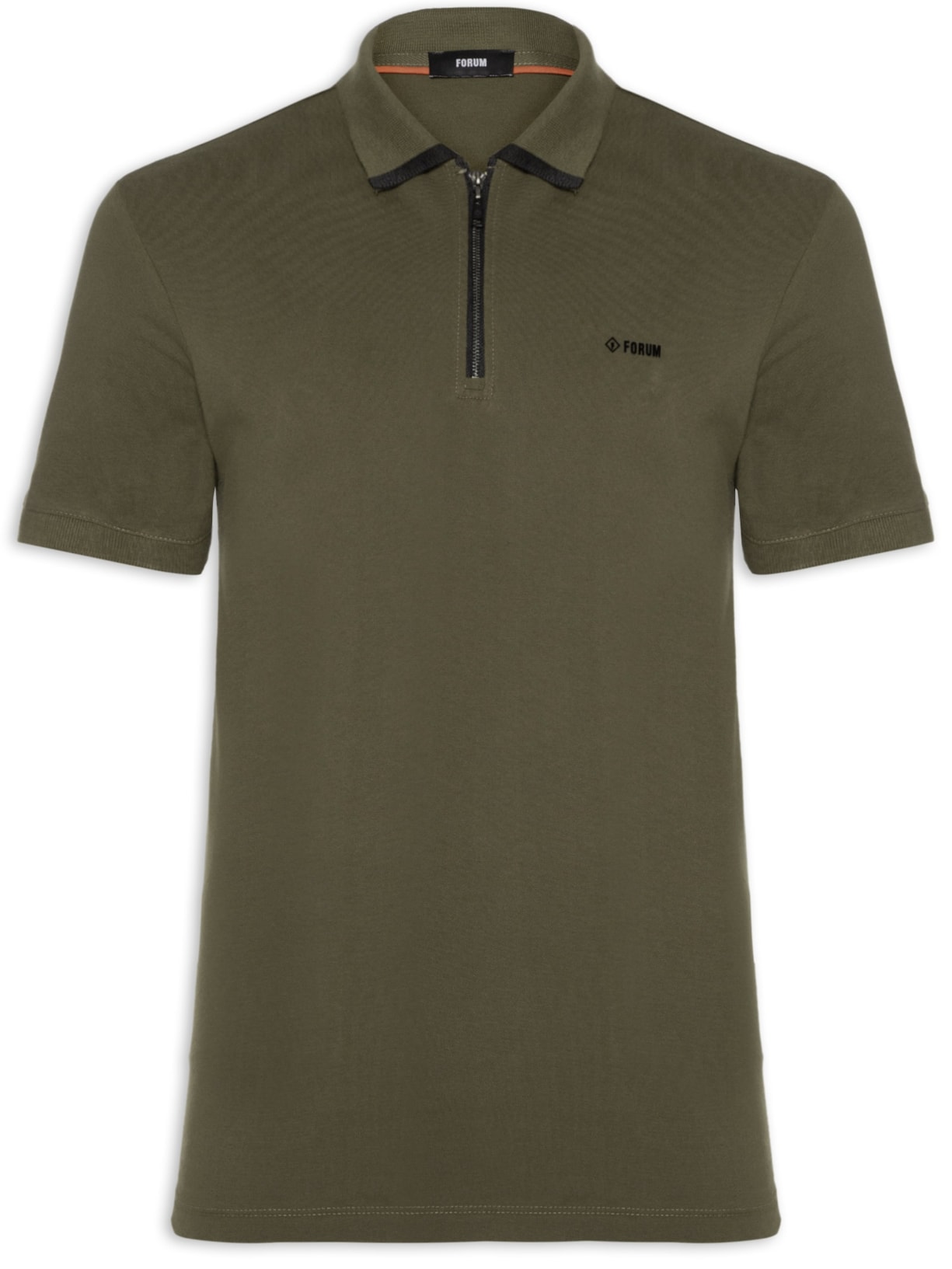 Polo Masculina Algodão Zíper - Verde