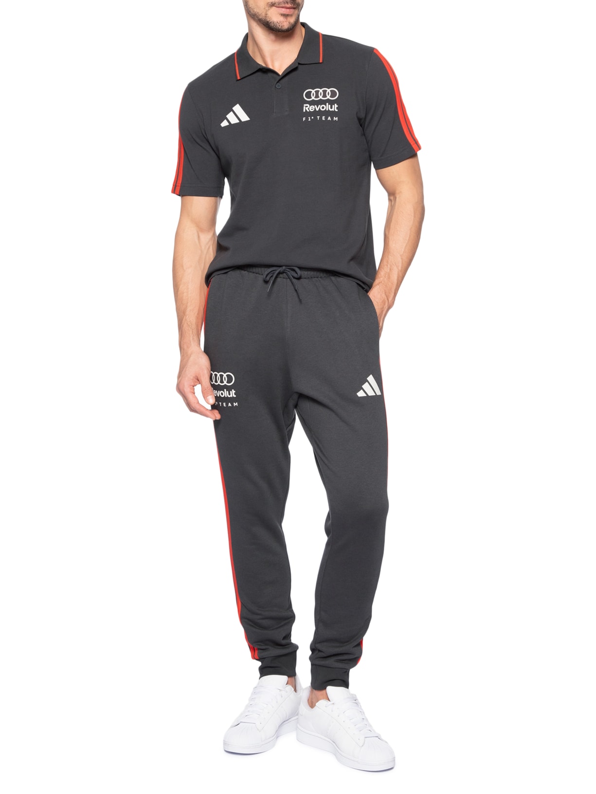 Polo Masculina Audi Revolut DNA Preto Adidas + Audi