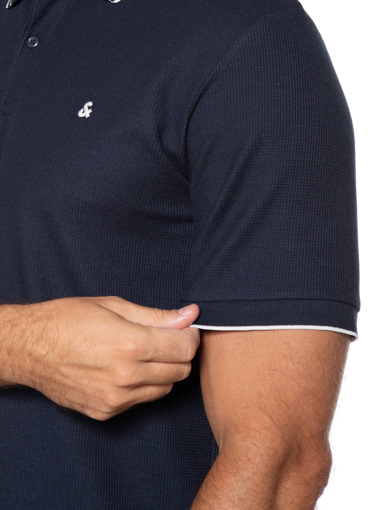 Polo Masculina Austin Com Friso Azul Jack & Jones