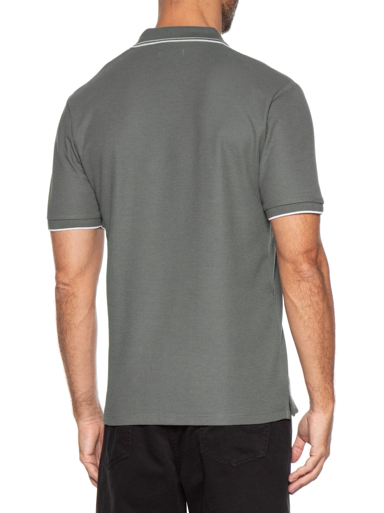 Polo Masculina Austin Com Friso Cinza Jack & Jones