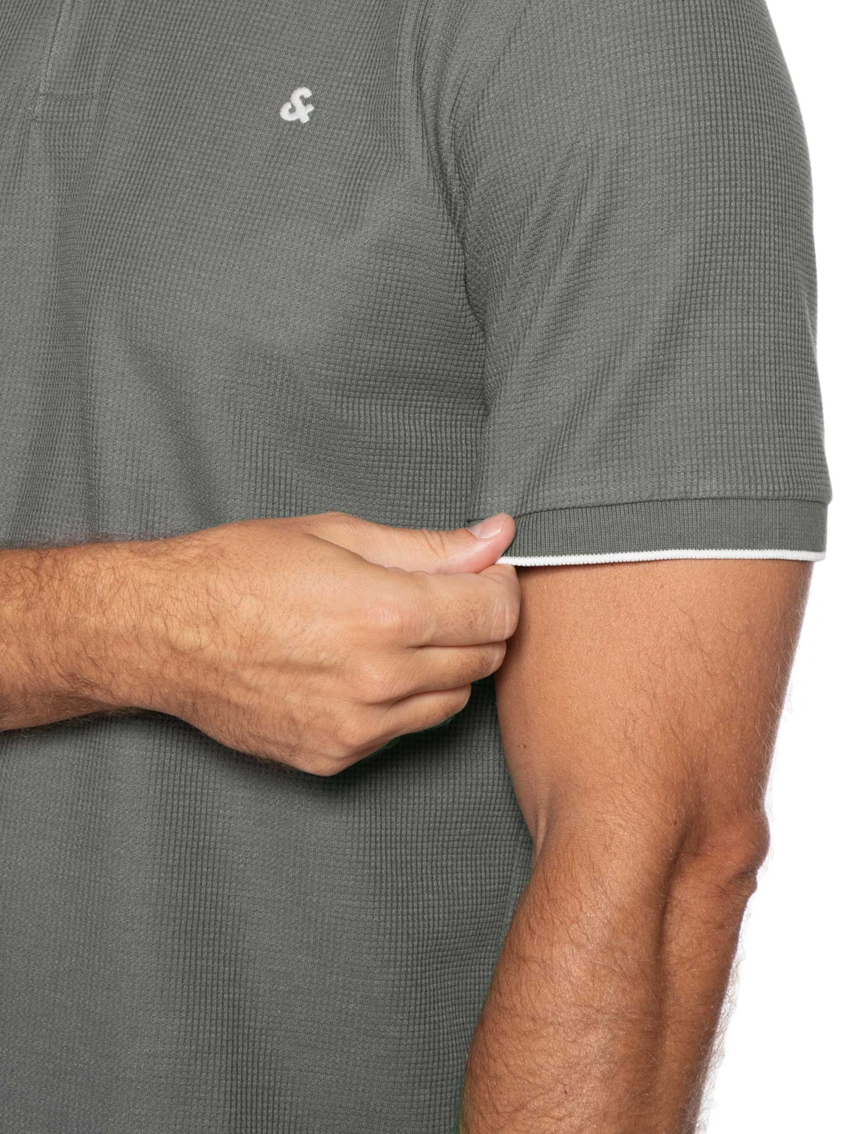 Polo Masculina Austin Com Friso Cinza Jack & Jones