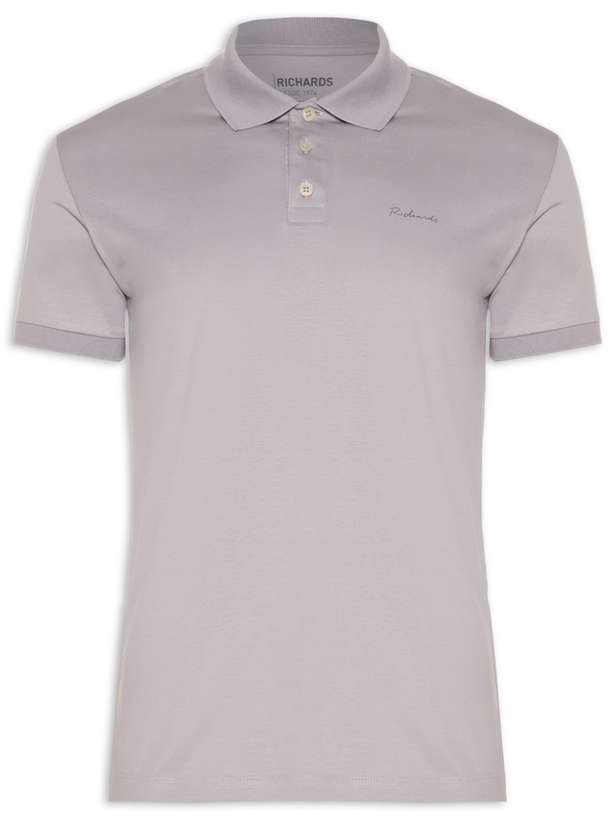 Polo Masculina Basic Grid Pima - Cinza