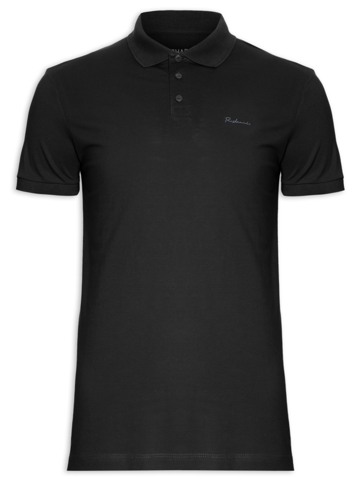 Polo Masculina Basic Grid Pima - Preto