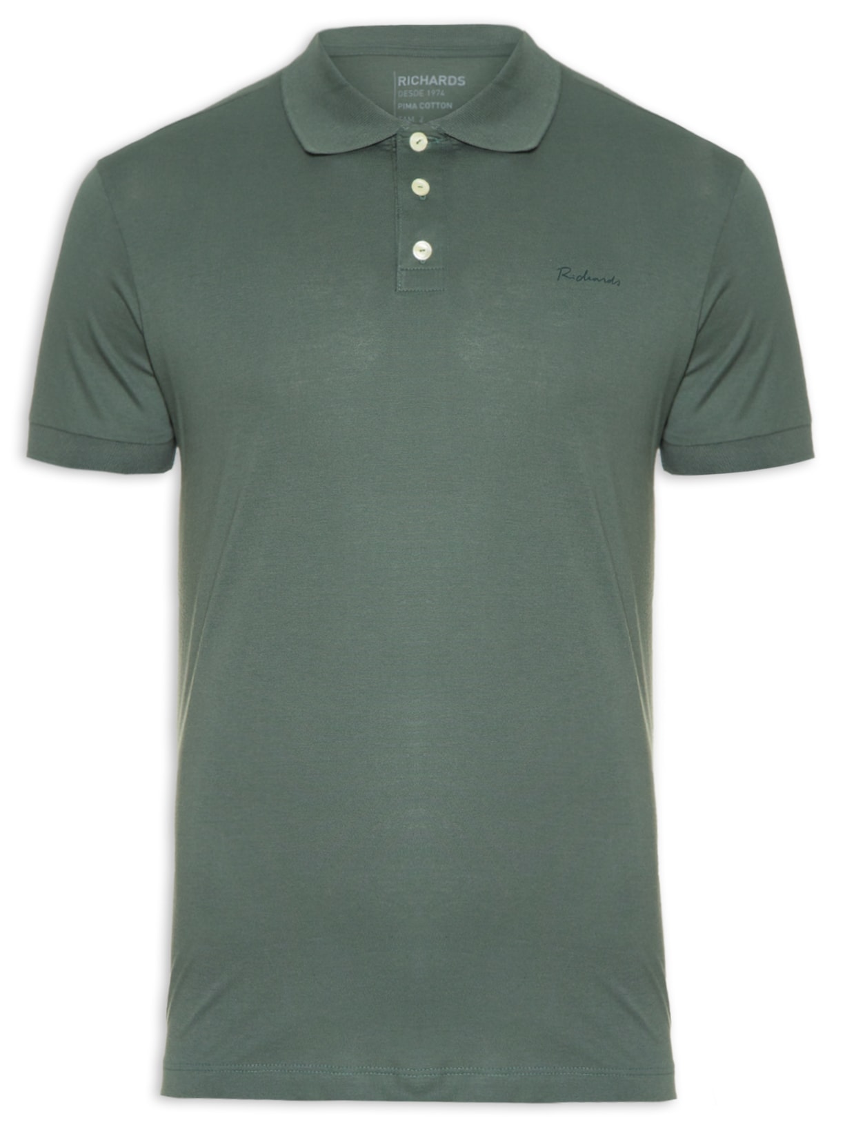 Polo Masculina Basic Grid Pima Verde Richards