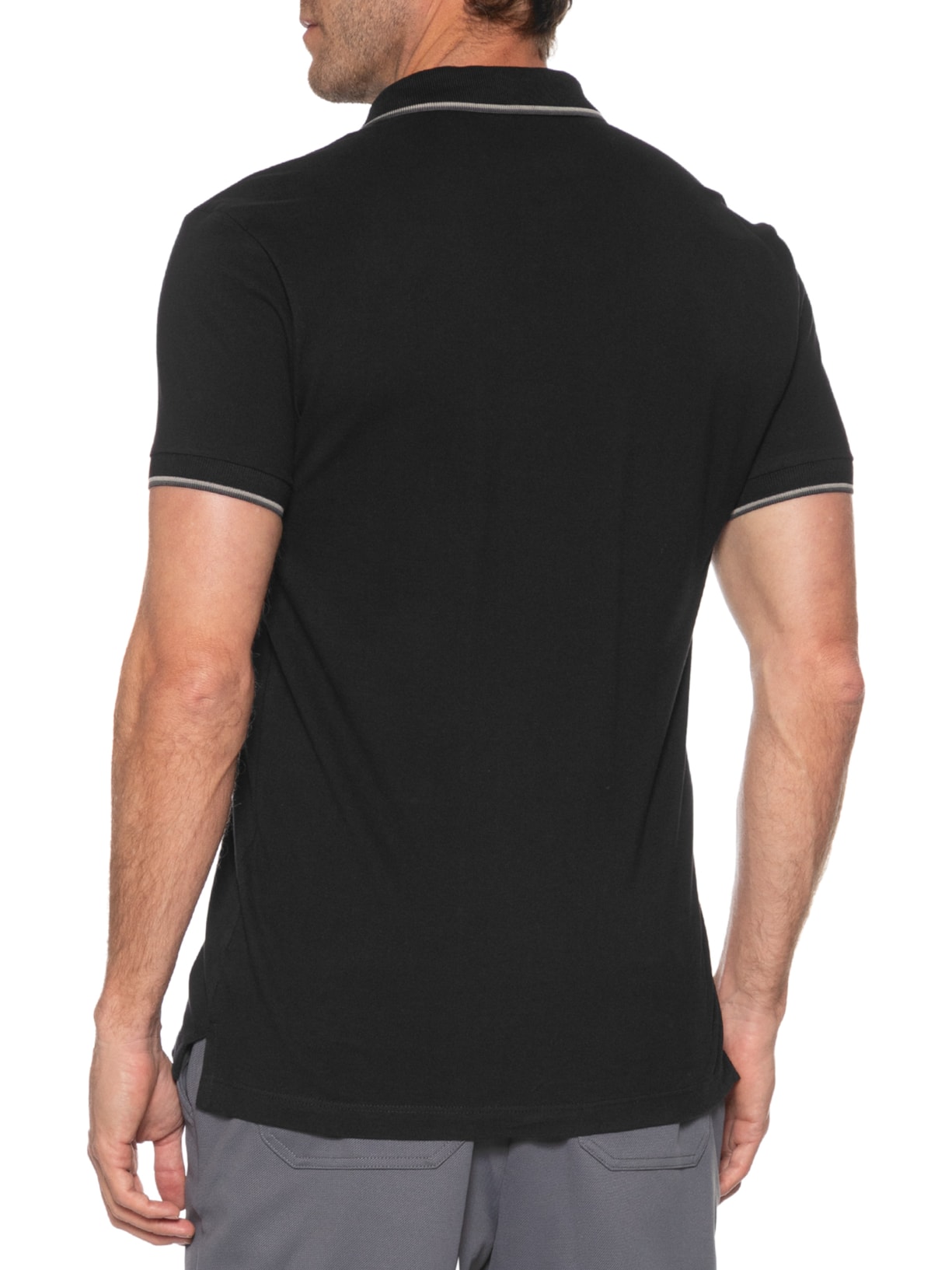 Polo Masculina Básica 4 Frisos Em Algodão Preto Aramis