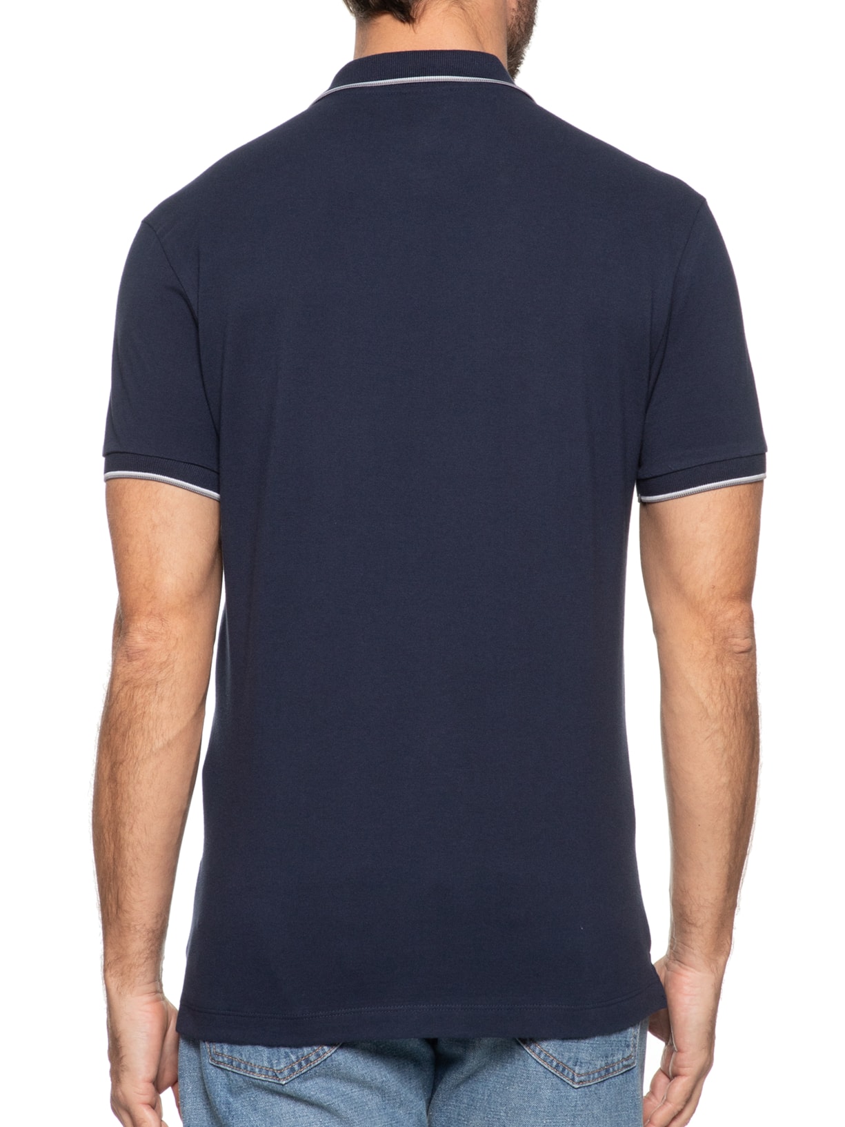 Polo Masculina Básica 4 Frisos (PA) Azul Aramis