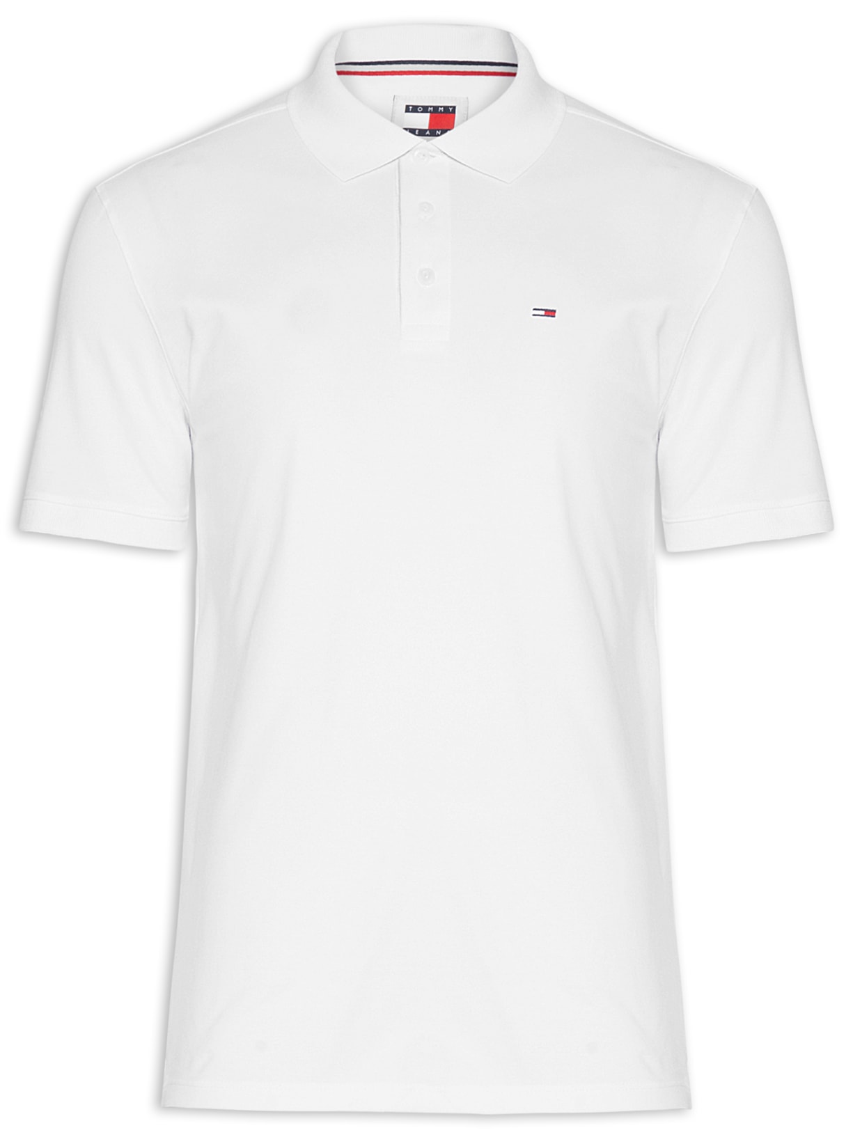 Polo Masculina Básica Bandeira Bordada Original Fit Em Piquet De Algodão - Branco