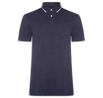 Polo Masculina Básica Classic 1 Friso Em Algodão - Azul