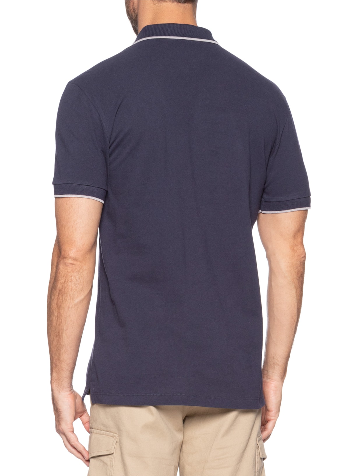 Polo Masculina Básica Classic 1 Friso Em Algodão Azul Aramis