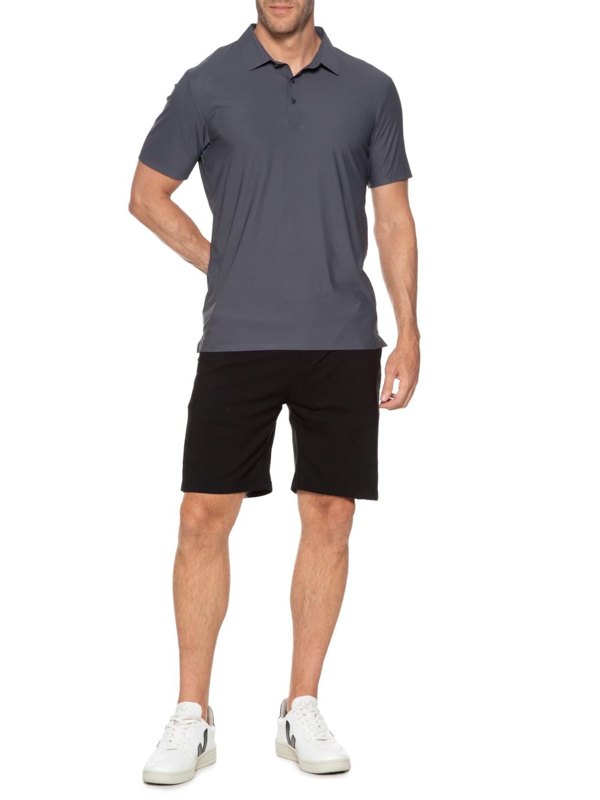 Polo Masculina Básica Color Cinza '2 Essential