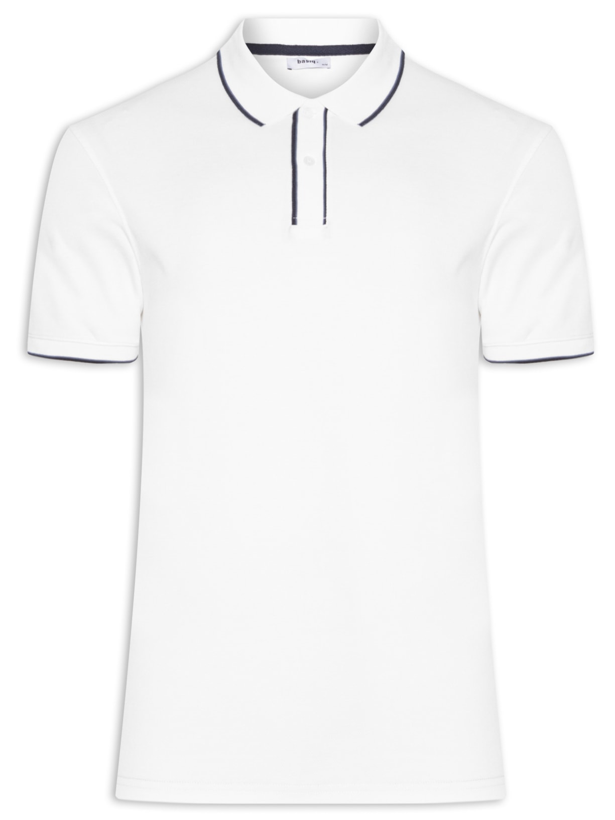 Polo Masculina Básica Com Detalhes Em Friso - Branco
