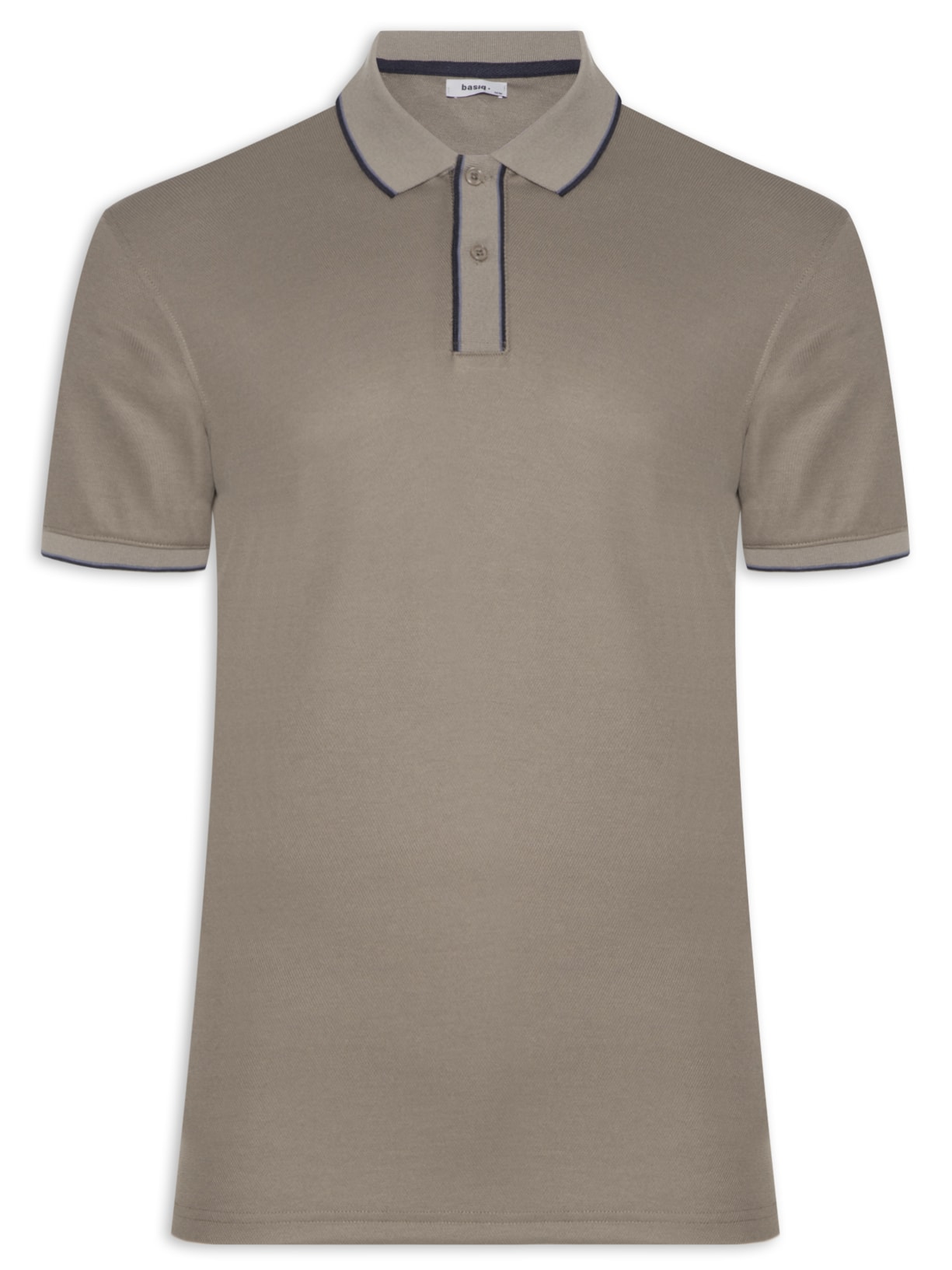 Polo Masculina Básica Com Detalhes Em Friso - Marrom