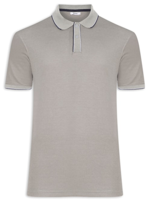 Polo Masculina Básica Com Detalhes Em Friso - Verde