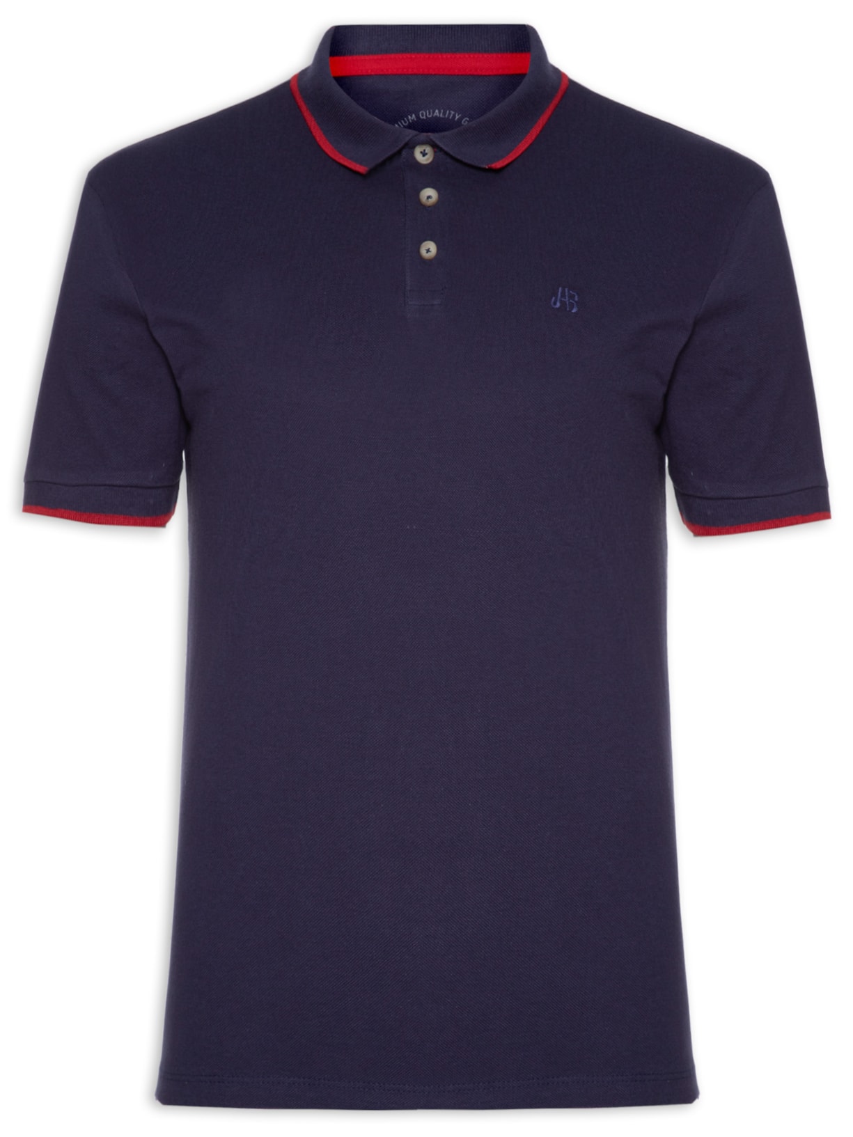 Polo Masculina Básica Com Friso - Azul