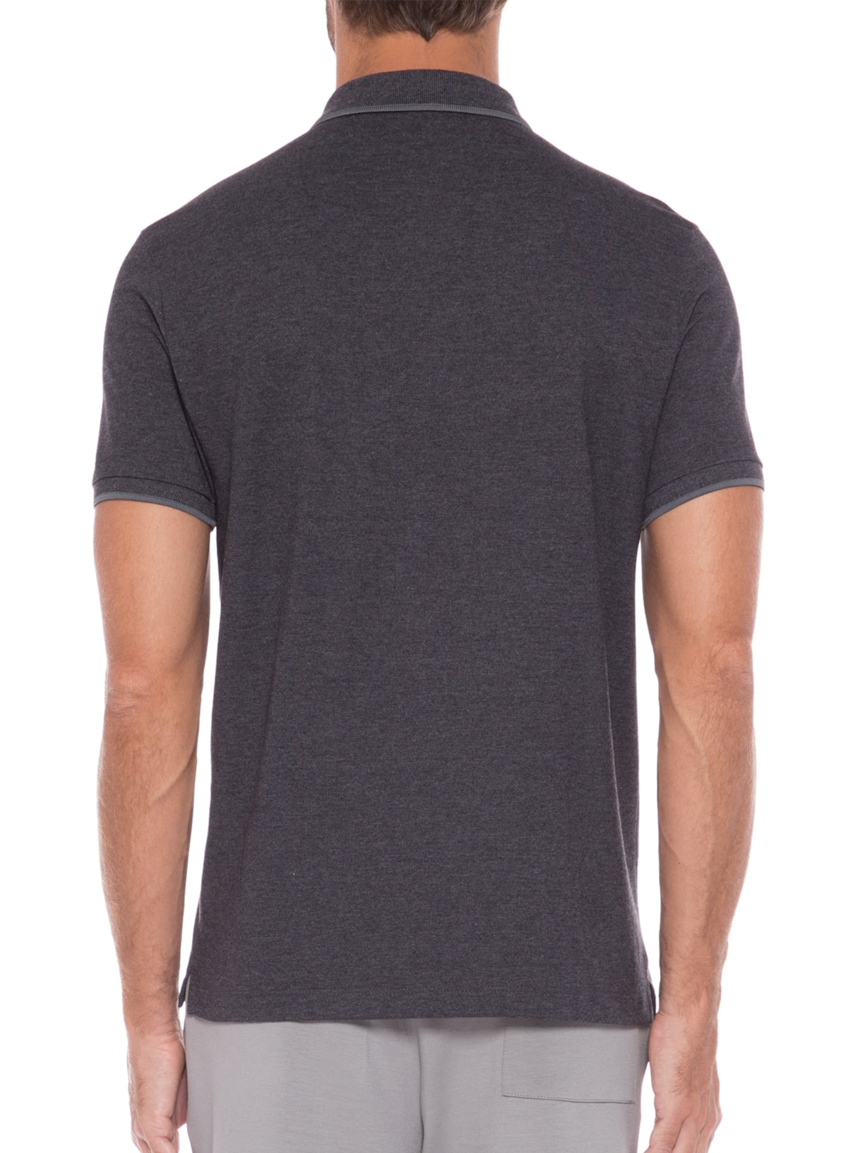 Polo Masculina Básica Com Friso Cinza Jab