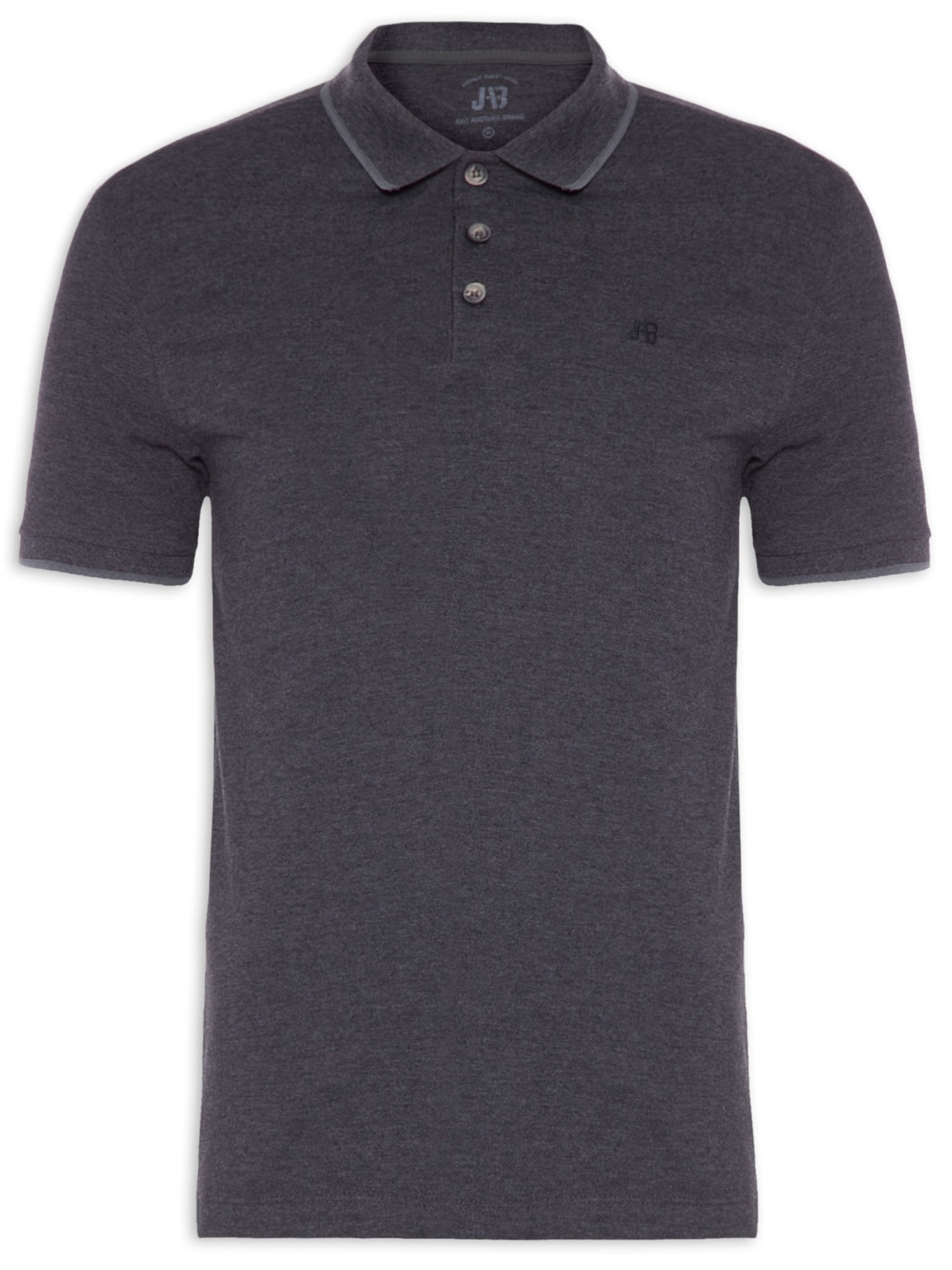 Polo Masculina Básica Com Friso - Cinza