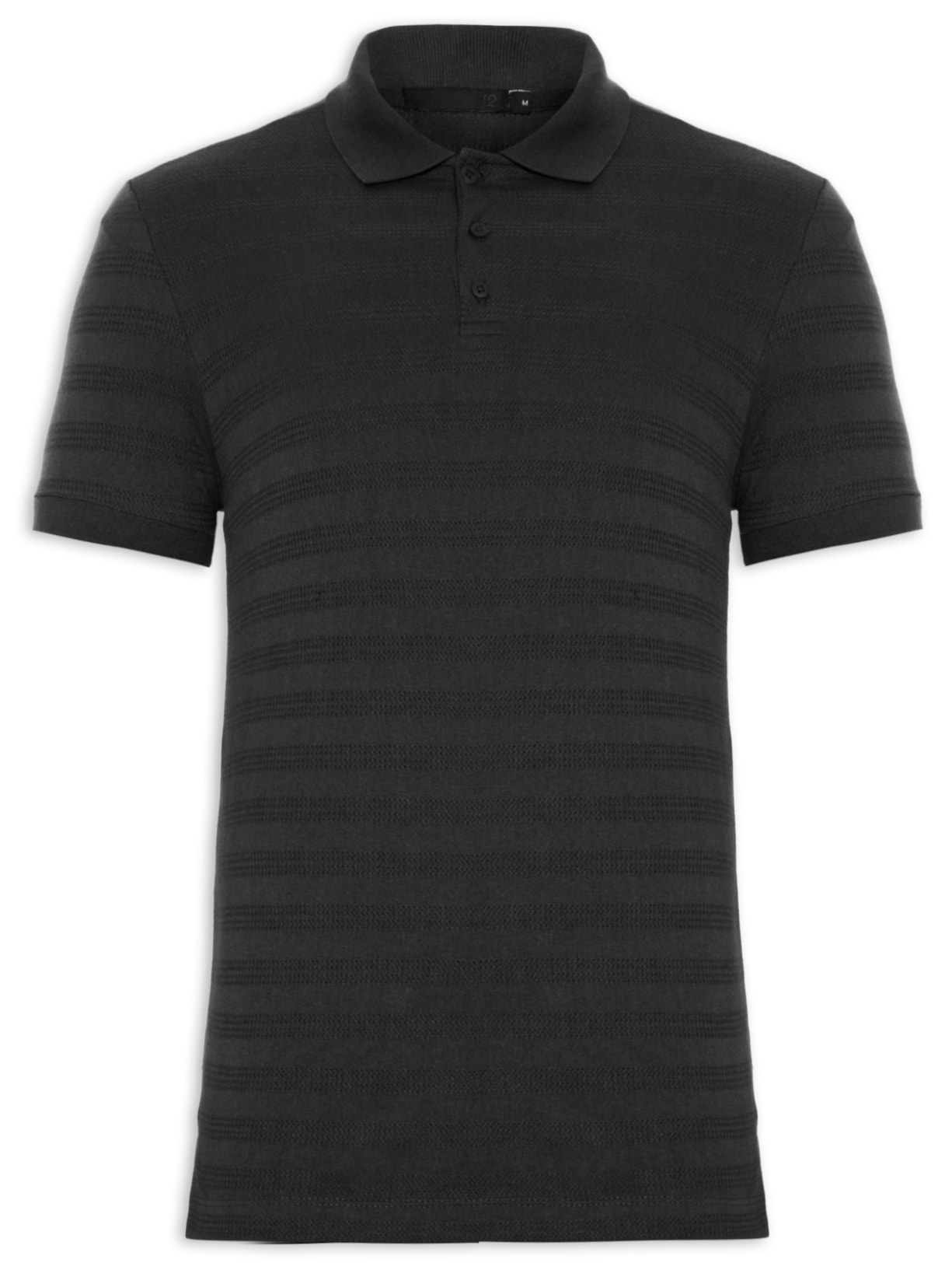 Polo Masculina Básica Detalhes - Preto