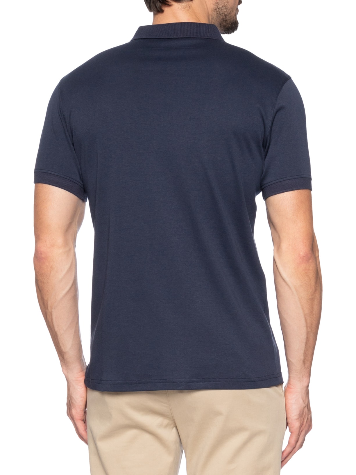 Polo Masculina Básica Em Algodão Azul Aramis