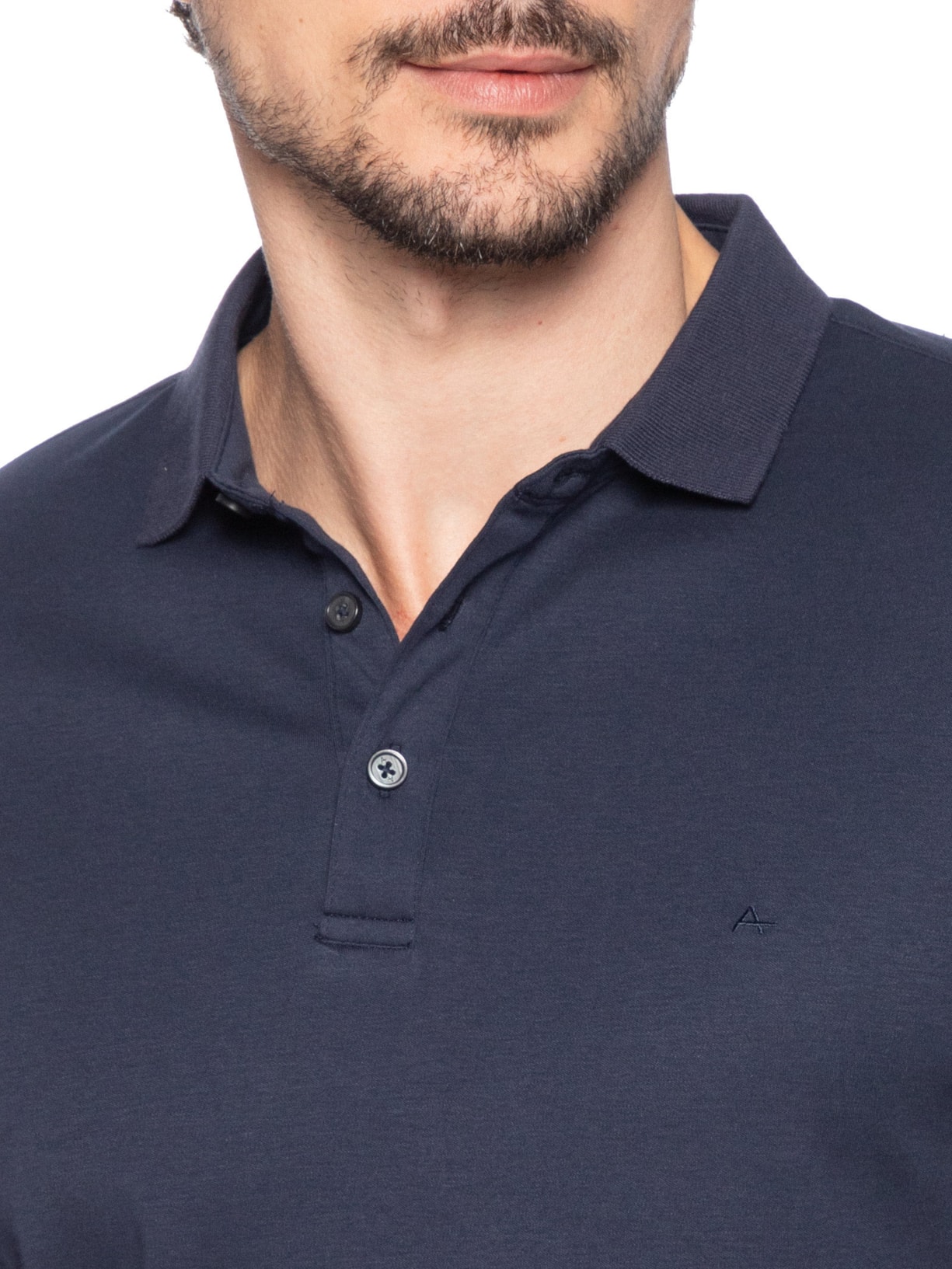 Polo Masculina Básica Em Algodão Azul Aramis