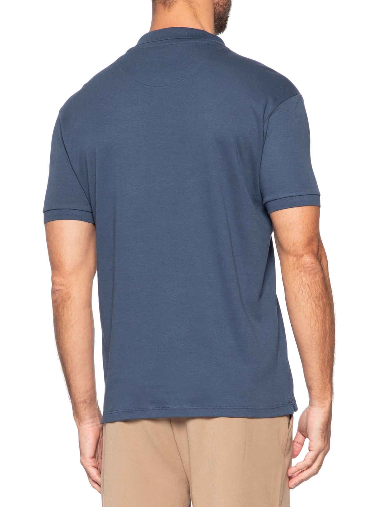 Polo Masculina Básica em Algodão Egípcio Azul Pineapple