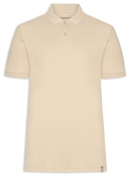 Polo Masculina Básica em Algodão Egípcio - Bege