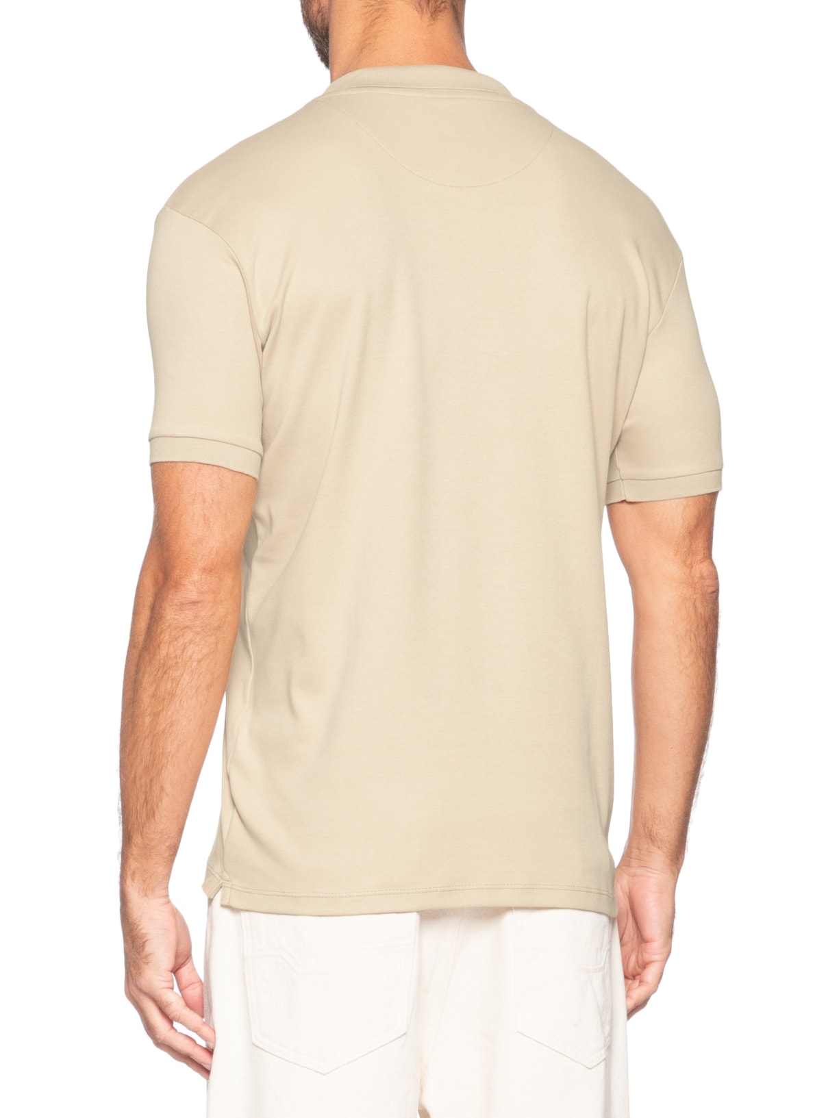 Polo Masculina Básica em Algodão Egípcio Bege Pineapple