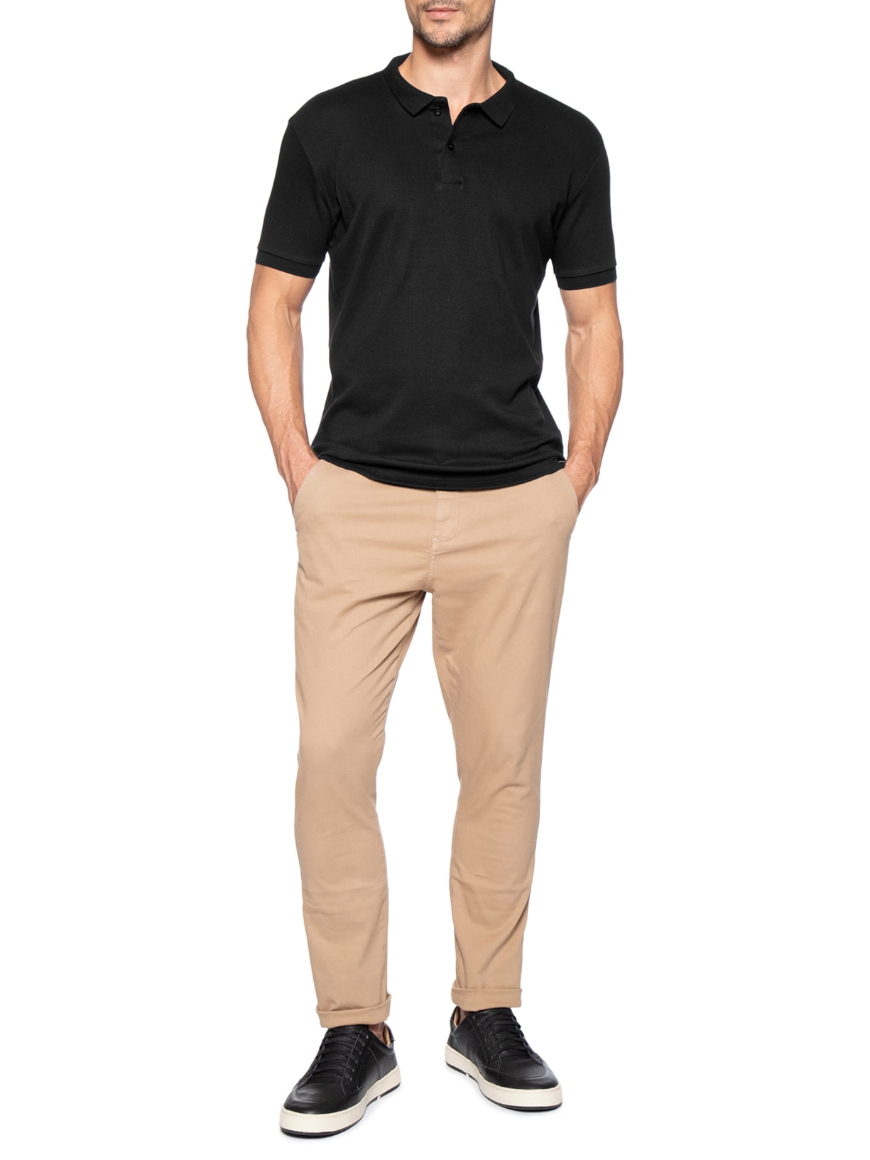 Polo Masculina Básica Em Algodão Egípcio Suedine Preto Pineapple